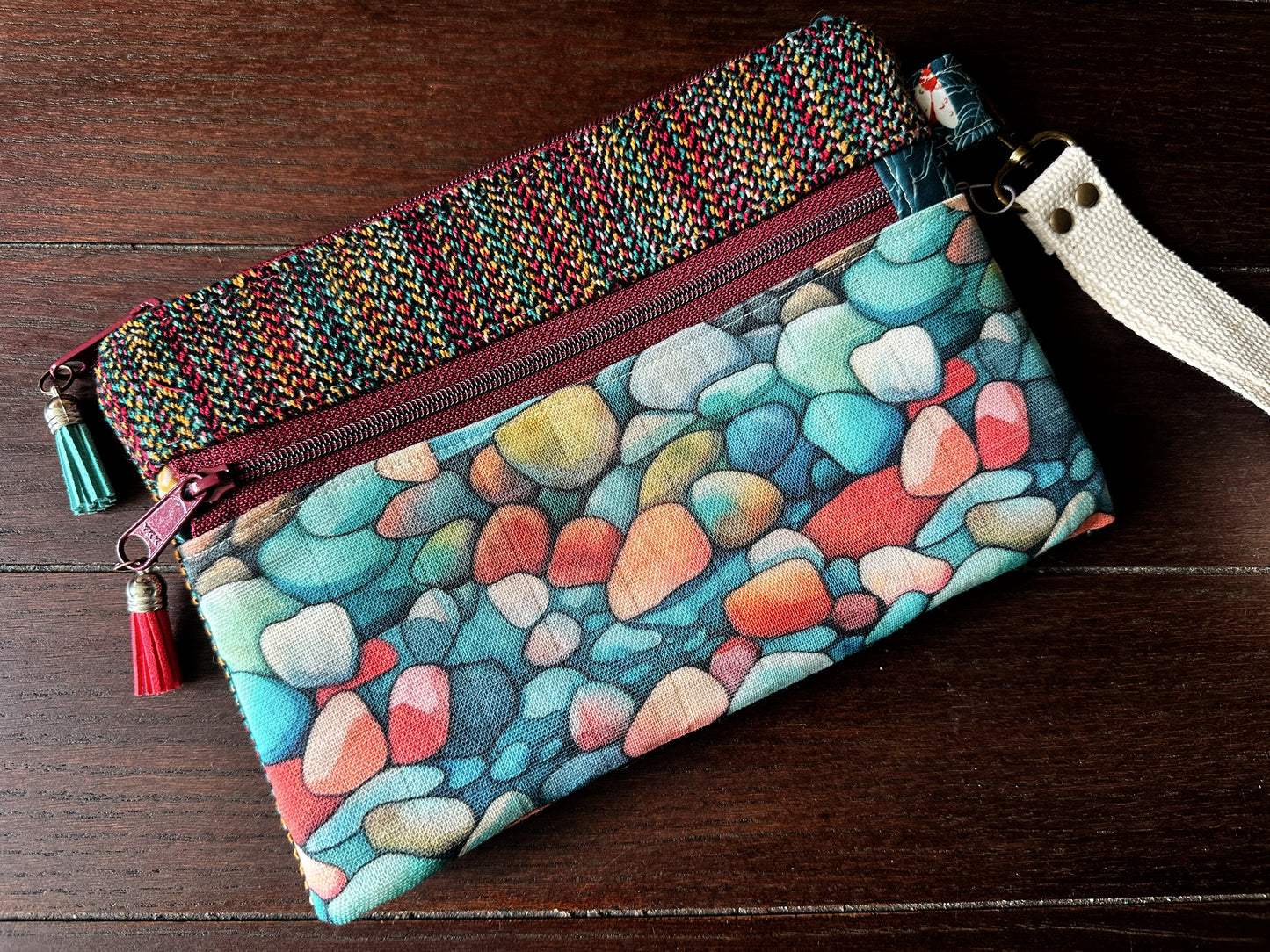 River Rocks Double Zipper Pouch