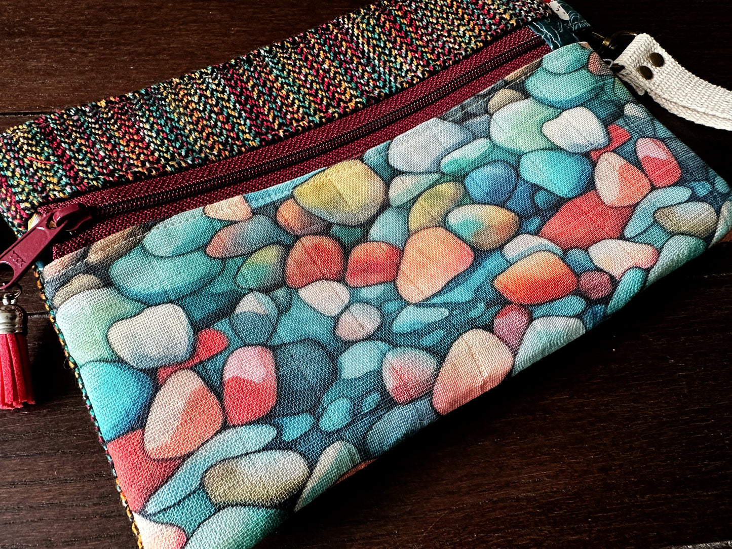 River Rocks Double Zipper Pouch