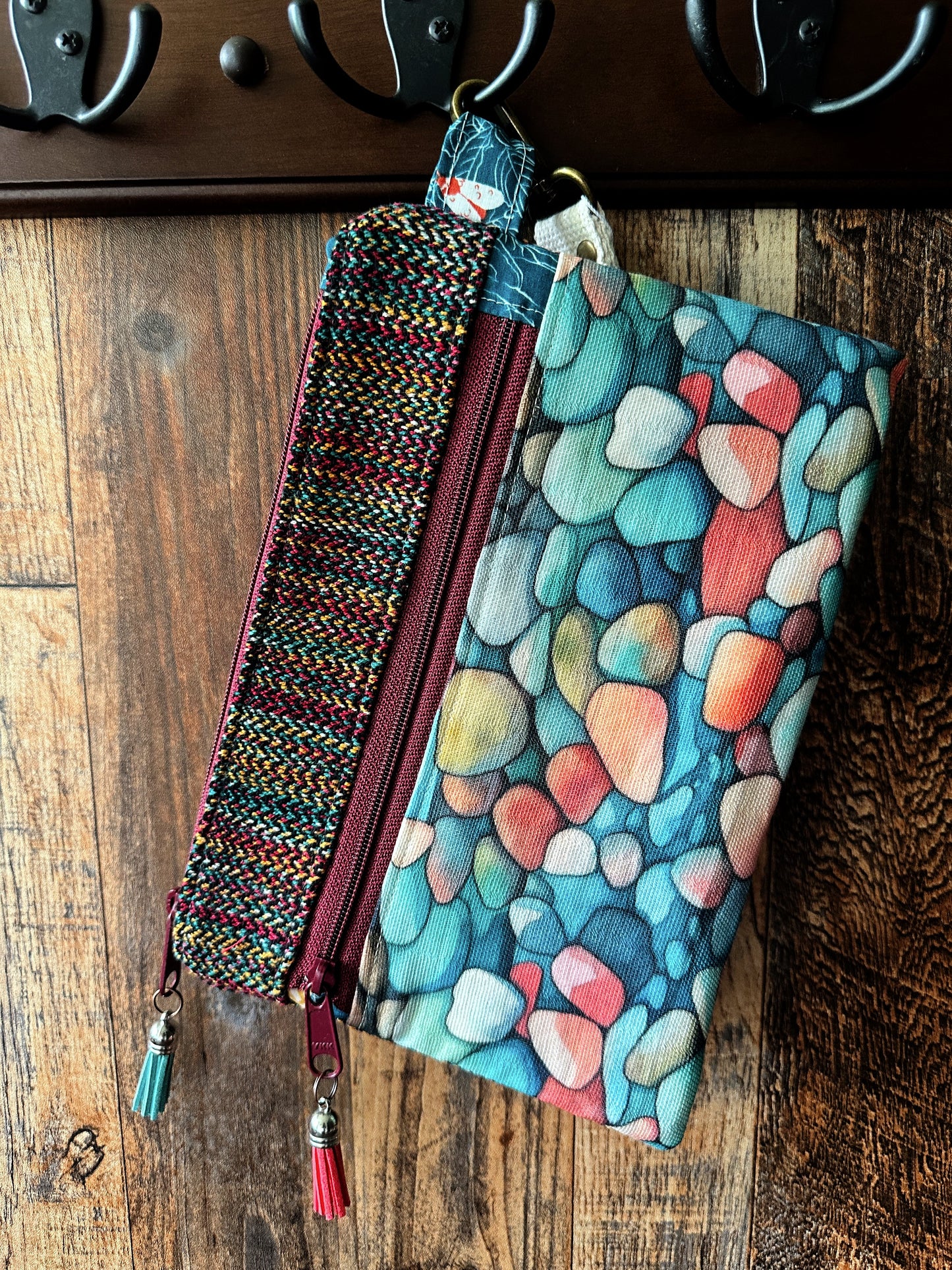 River Rocks Double Zipper Pouch