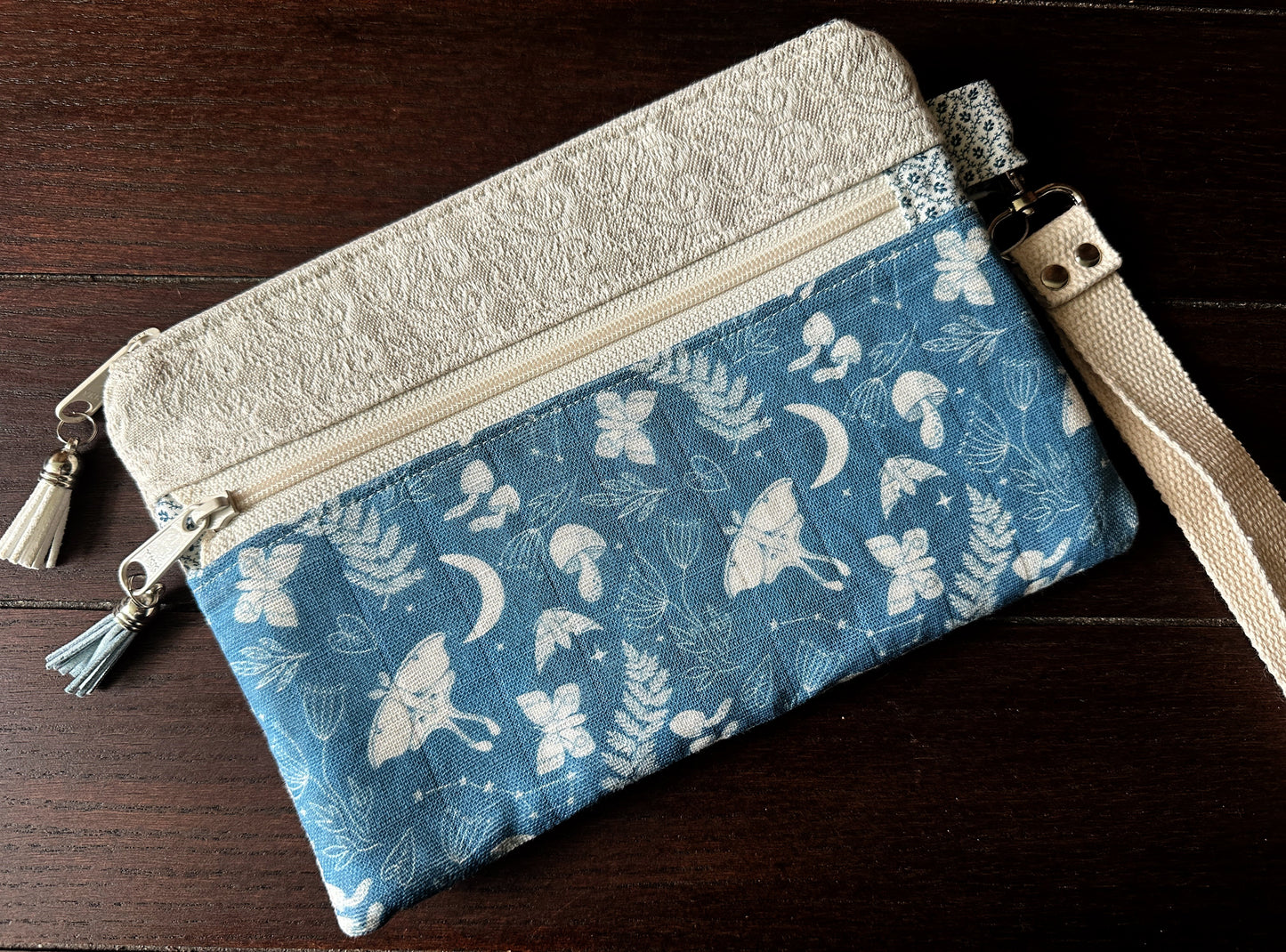 Moonlit Moths Double Zipper Pouch