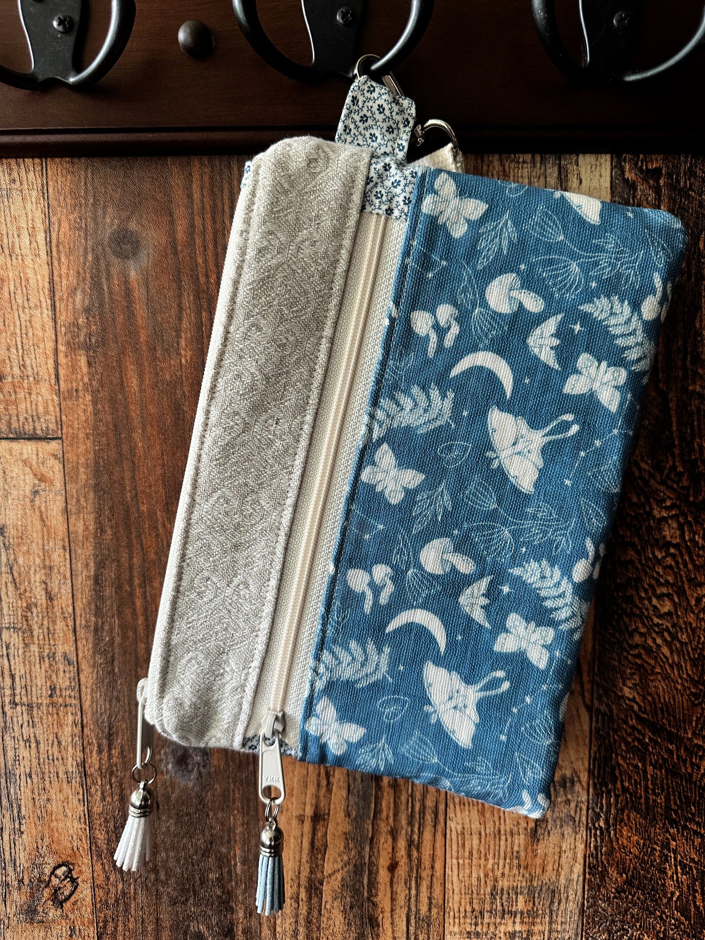 Moonlit Moths Double Zipper Pouch