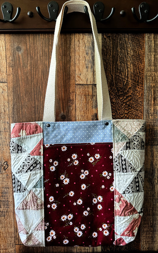 Repurposed Heritage Quilt Tote/Book Bag