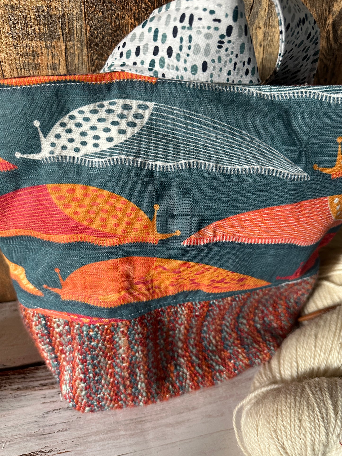 Slug Parade and Handwoven Wool Medium Loop Bag, Slouchy Sack Project Bag