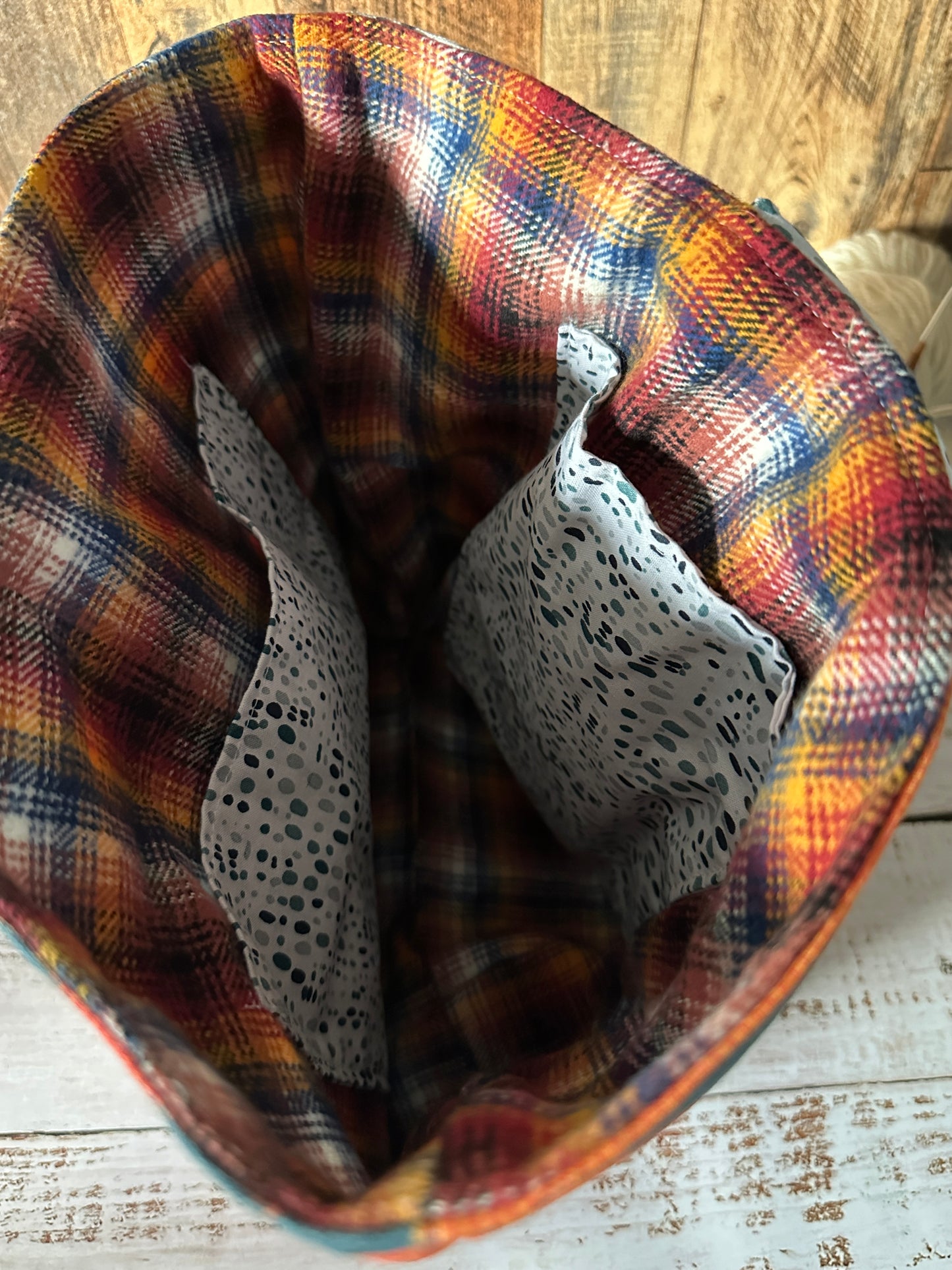 Slug Parade and Handwoven Wool Medium Loop Bag, Slouchy Sack Project Bag