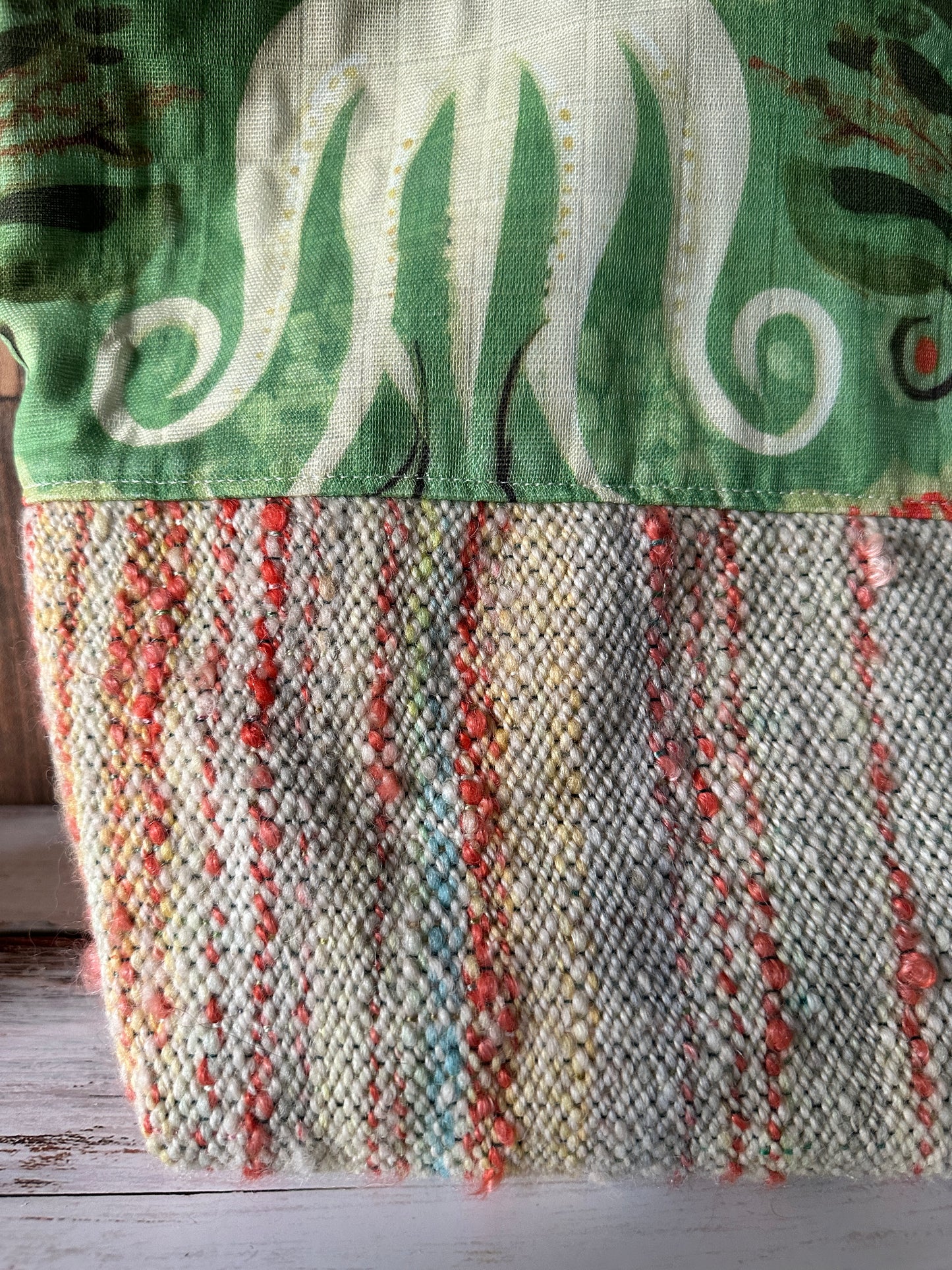 Octopus Garden and Handwoven Wool Large Loop Bag, Slouchy Sack Project Bag
