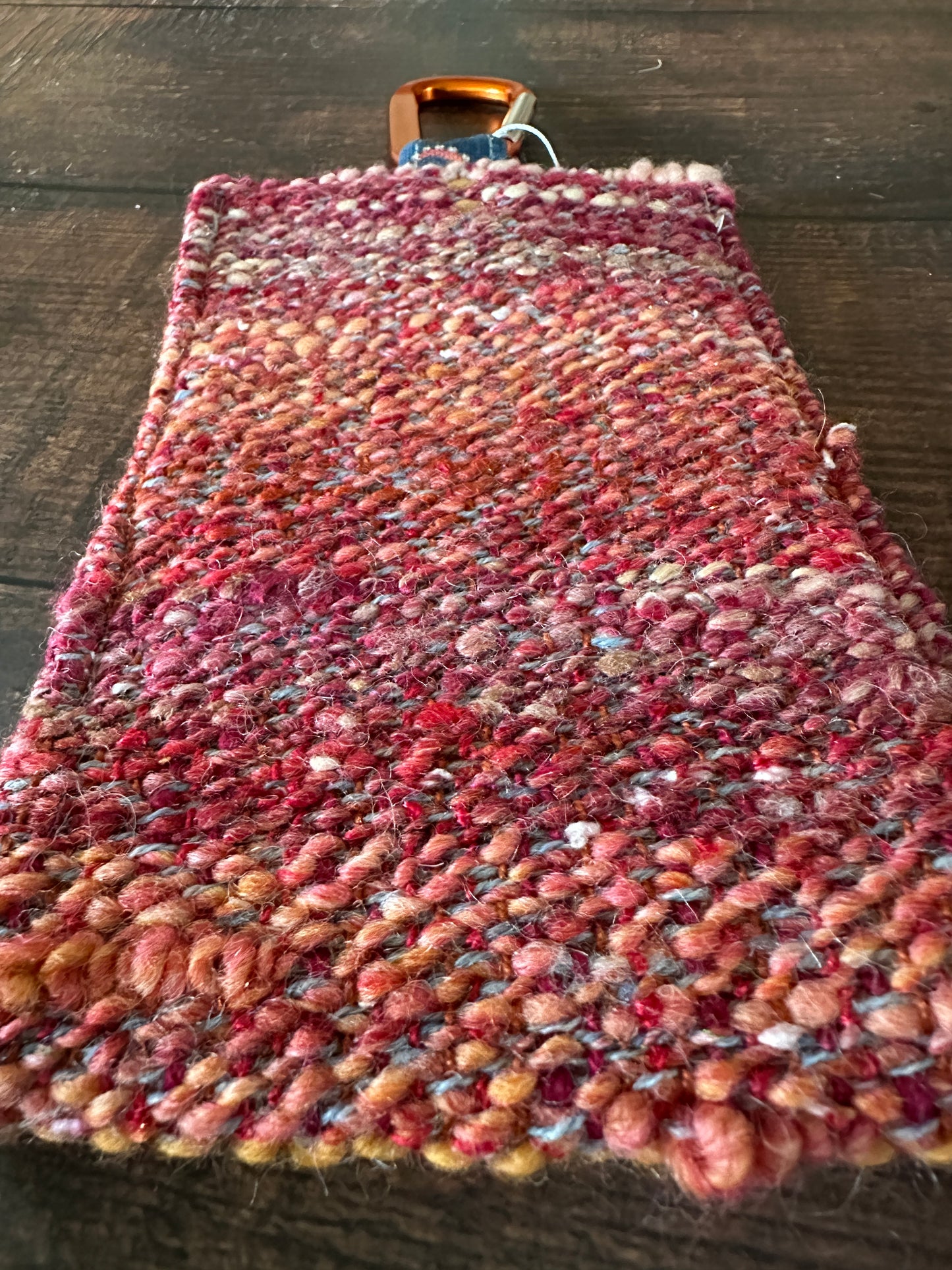 Octopus and Handwoven Wool Phone Pouch with Internal Card Pocket