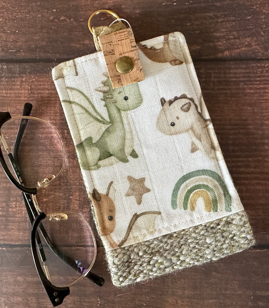 Wrymling Dragons and Woven Wool Padded Glasses Case