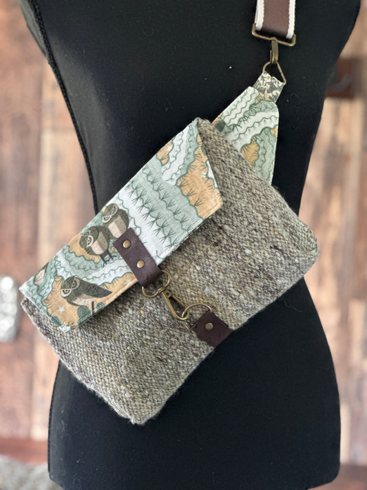 Elf Owls in Saguaro and Woven Wool Crossbody Sling Bag (Copy)
