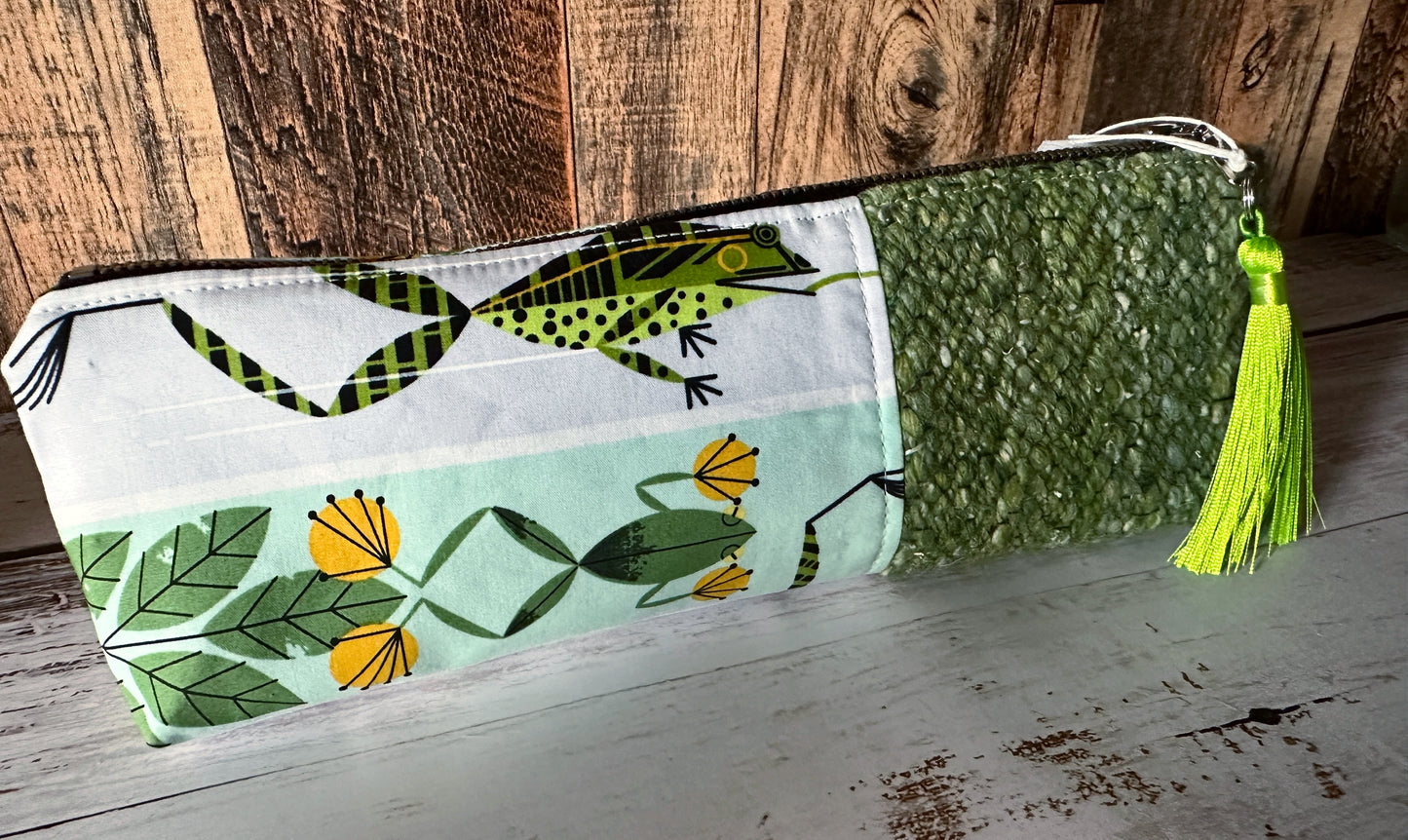 Frog Pond with Handwoven Wool Long and Lean Zipper Bag