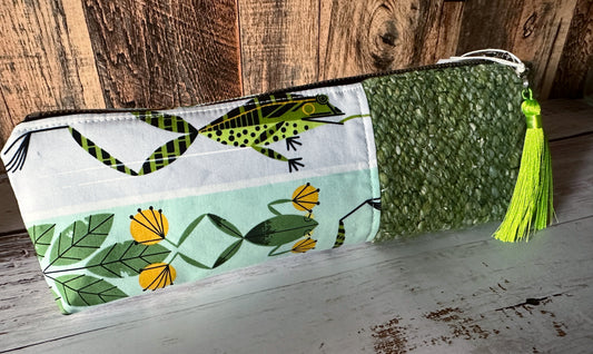 Frog Pond with Handwoven Wool Long and Lean Zipper Bag