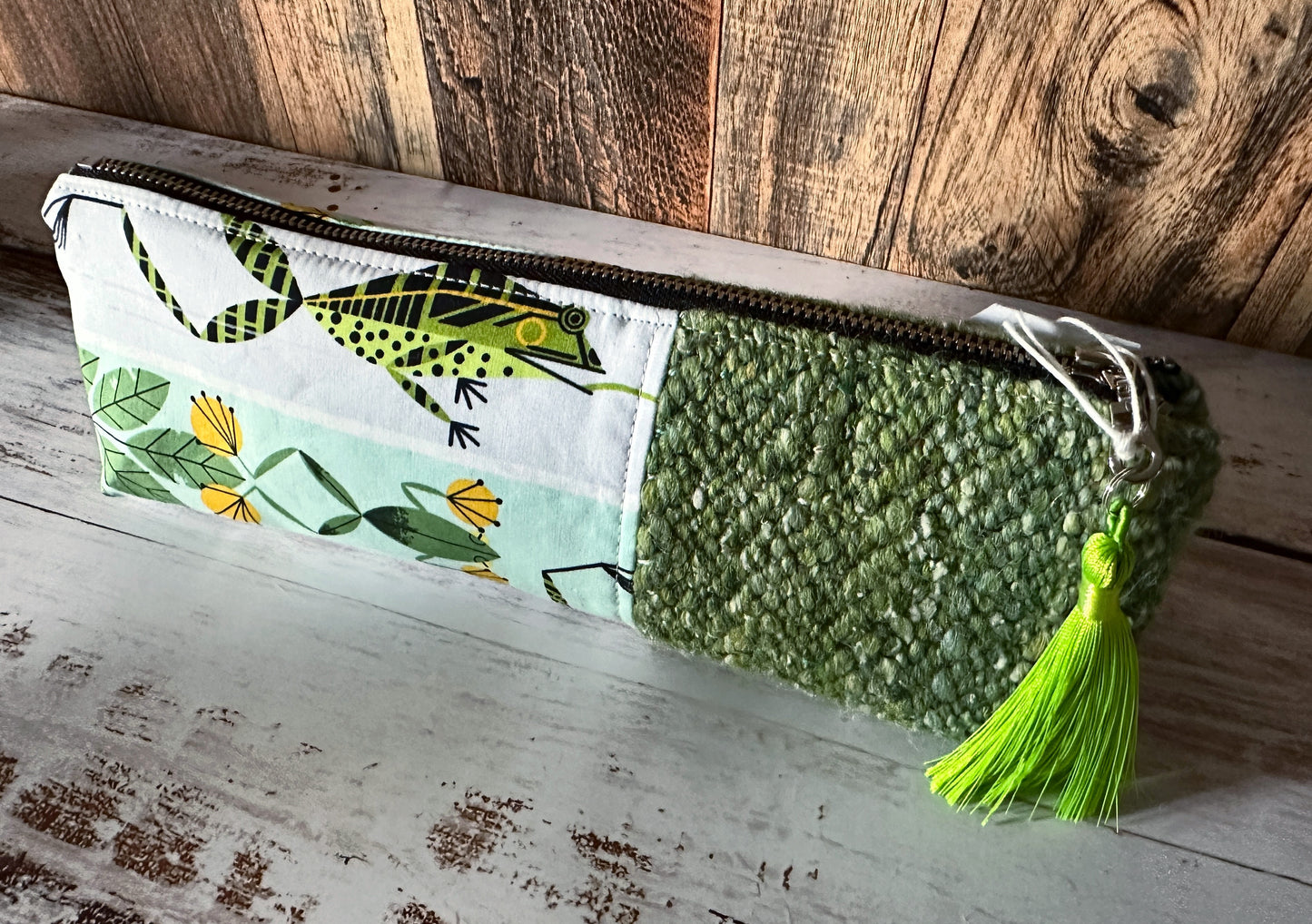 Frog Pond with Handwoven Wool Long and Lean Zipper Bag