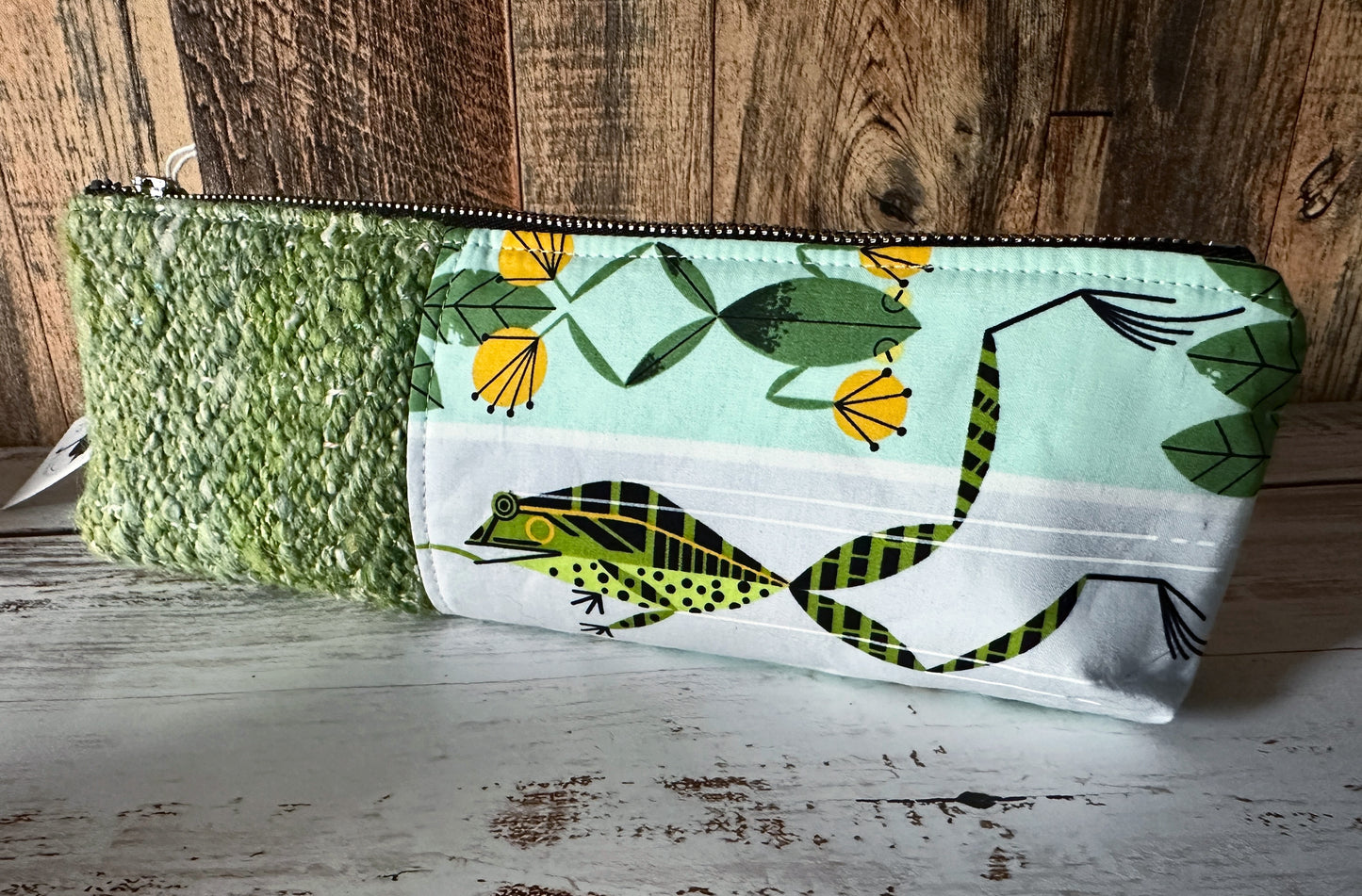 Frog Pond with Handwoven Wool Long and Lean Zipper Bag