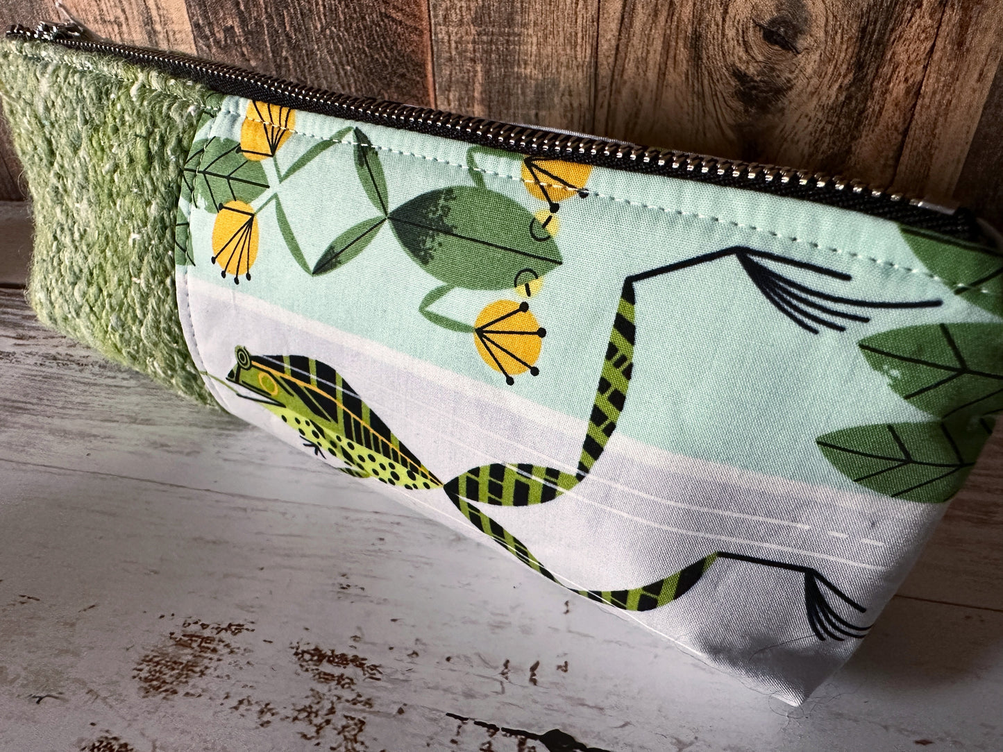 Frog Pond with Handwoven Wool Long and Lean Zipper Bag