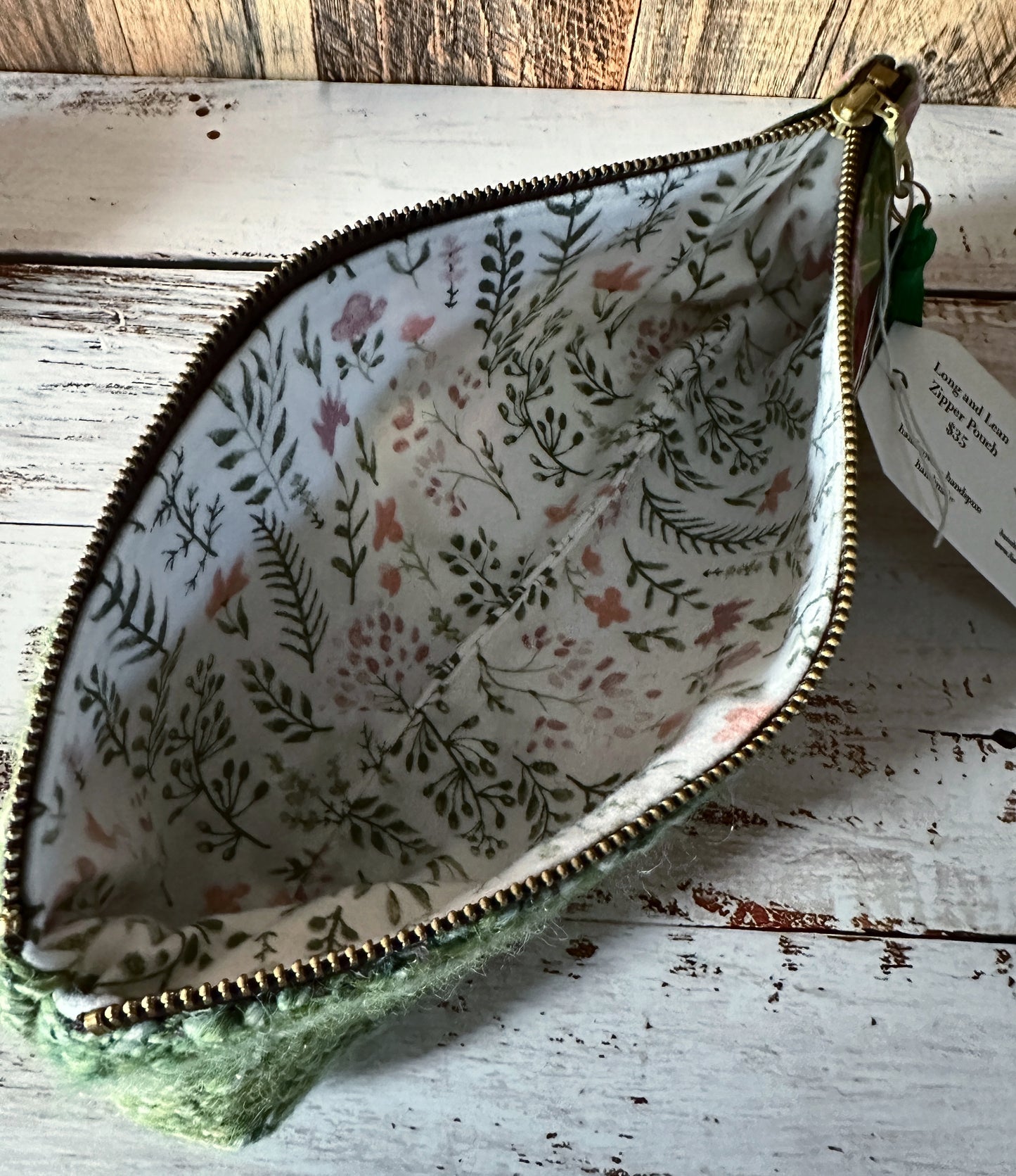 Bobwhite Quail with Handwoven Wool Long and Lean Zipper Bag