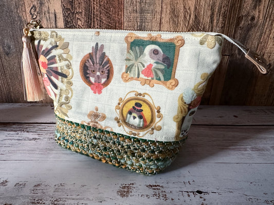 Glam Birds of Prey & Handwoven Wool Small Open Wide Bag