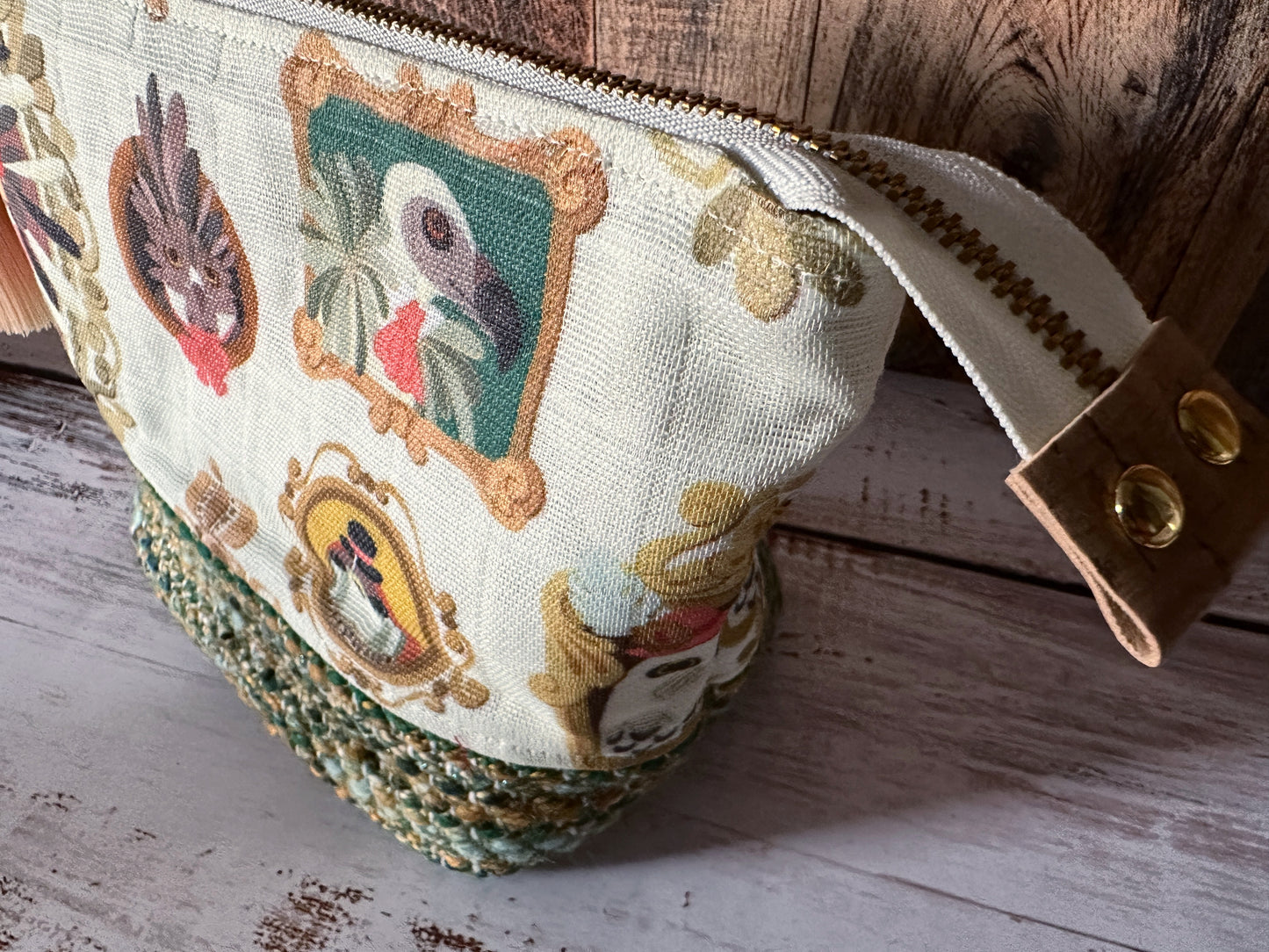 Glam Birds of Prey & Handwoven Wool Small Open Wide Bag