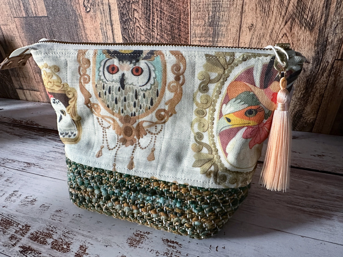 Glam Birds of Prey & Handwoven Wool Small Open Wide Bag