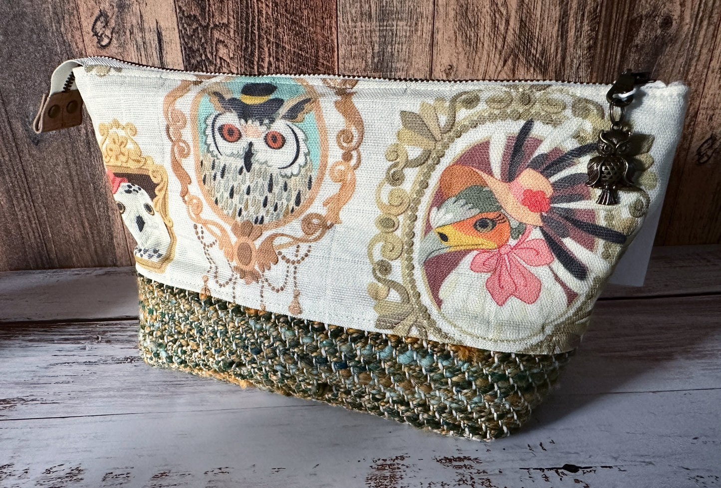 Glam Birds of Prey & Handwoven Wool Medium Open Wide Bag