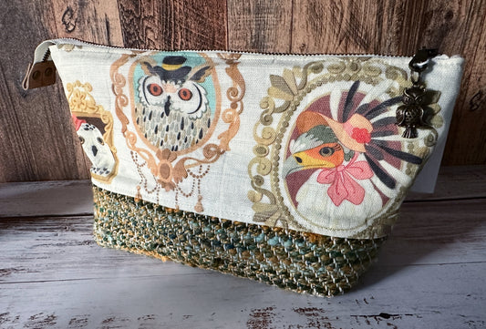 Glam Birds of Prey & Handwoven Wool Medium Open Wide Bag