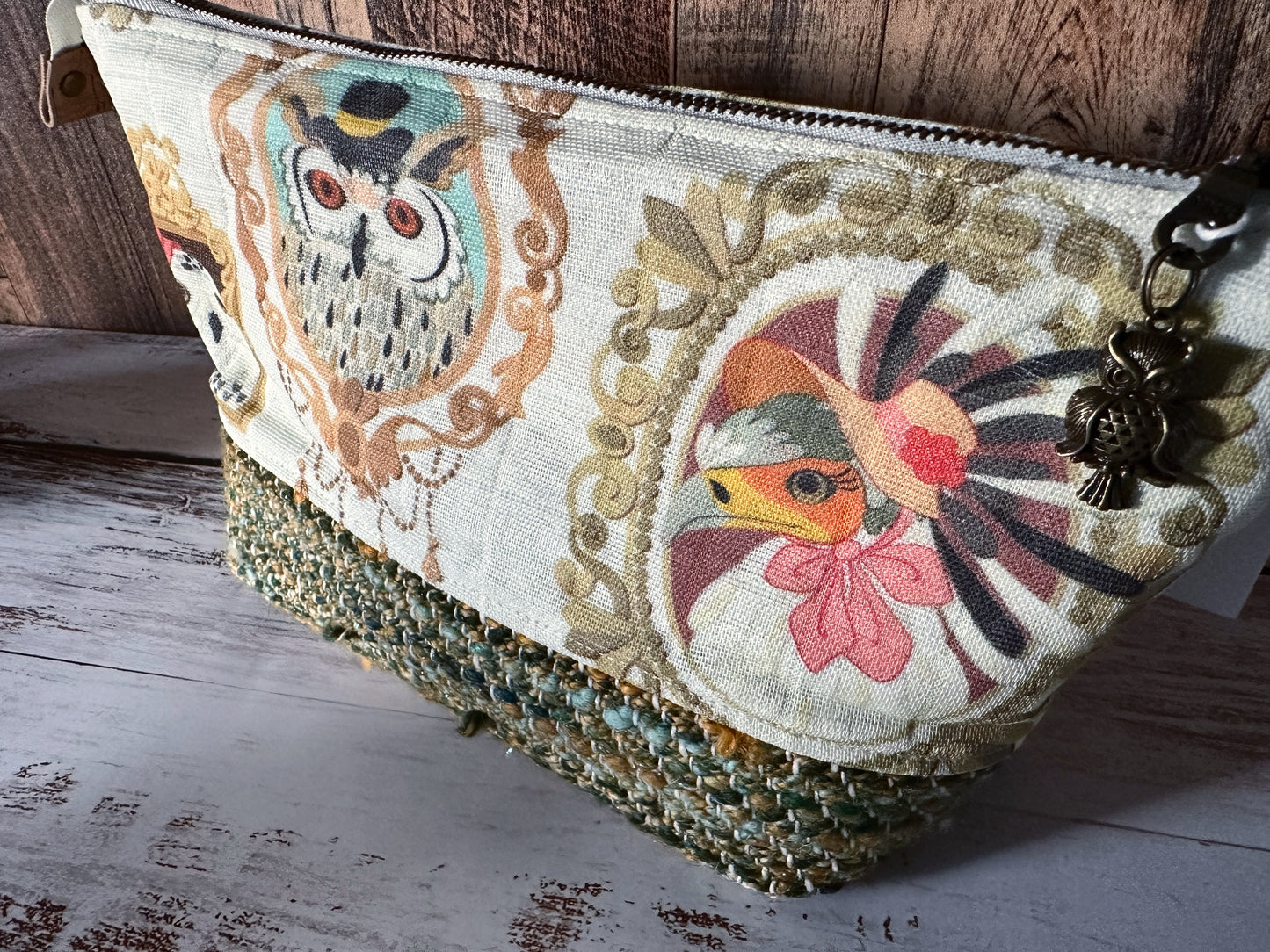 Glam Birds of Prey & Handwoven Wool Medium Open Wide Bag