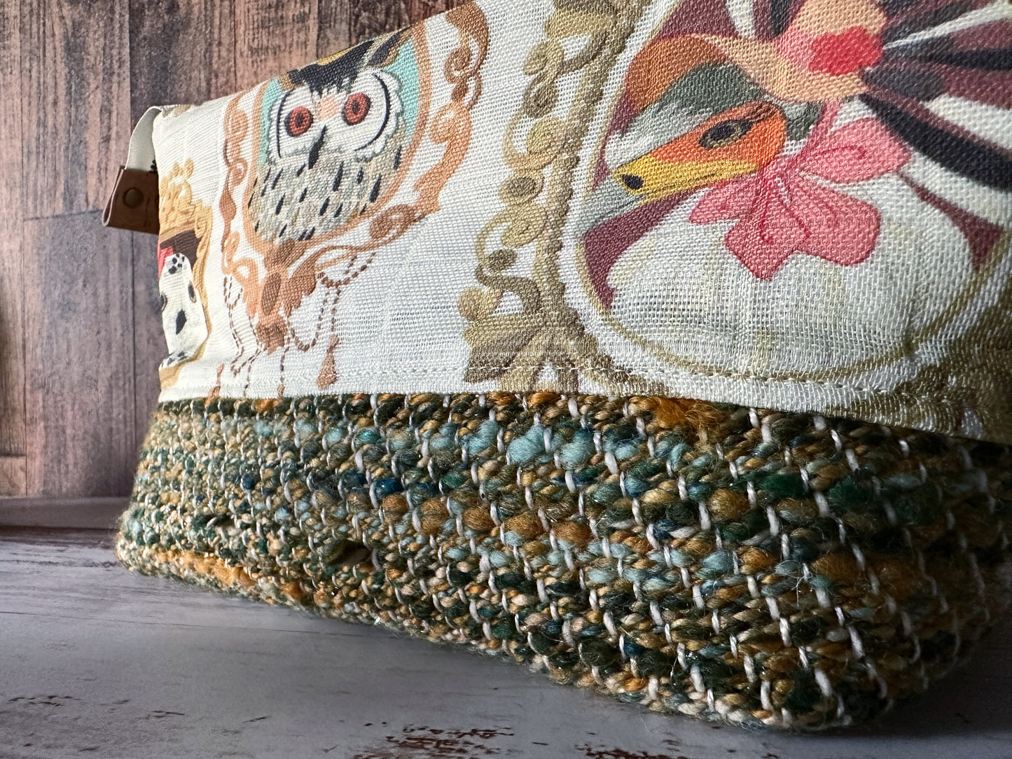 Glam Birds of Prey & Handwoven Wool Medium Open Wide Bag