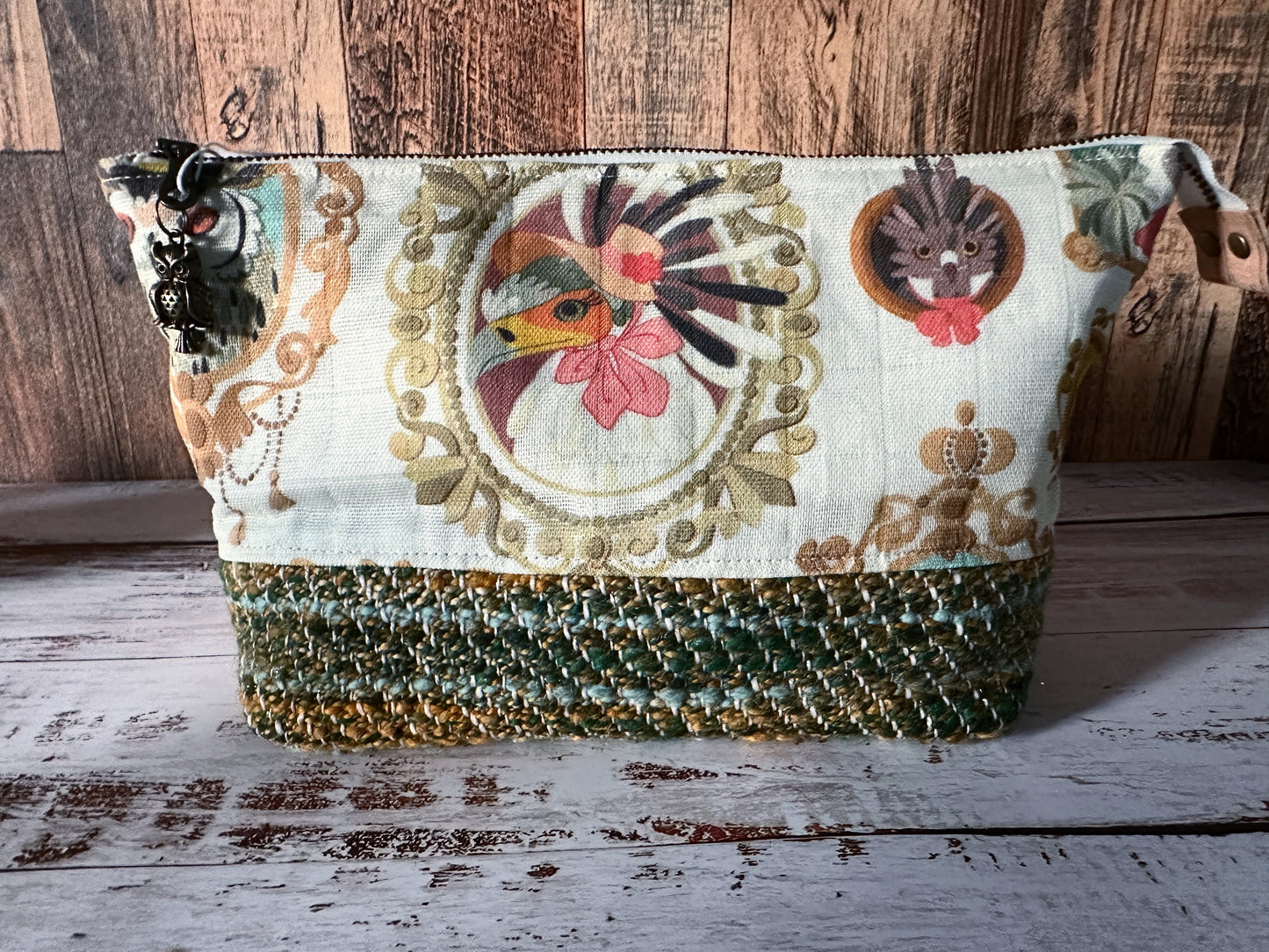 Glam Birds of Prey & Handwoven Wool Medium Open Wide Bag