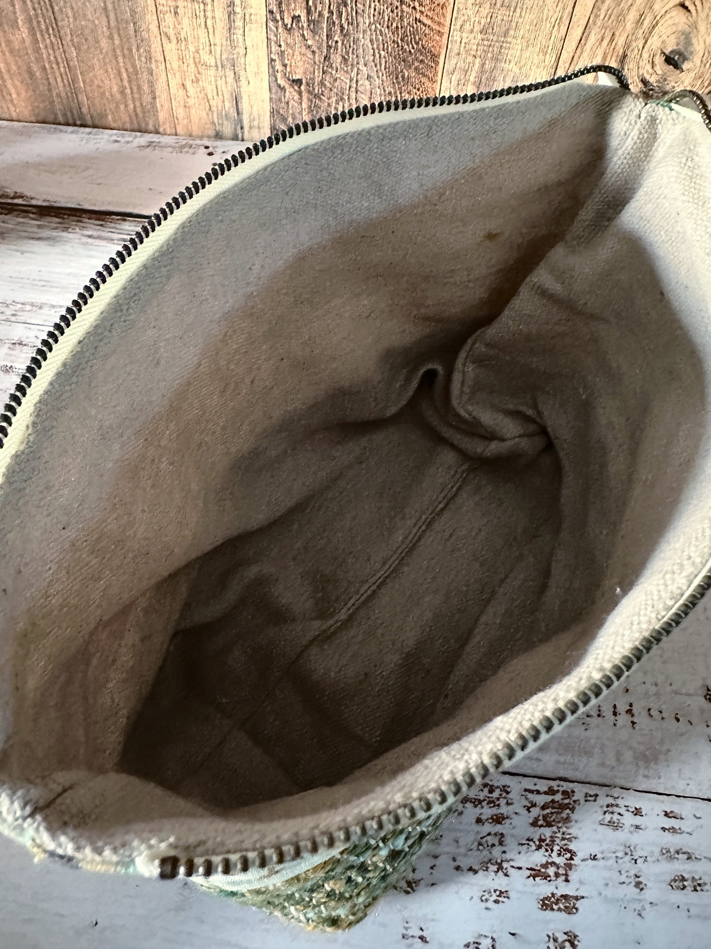 Glam Birds of Prey & Handwoven Wool Medium Open Wide Bag
