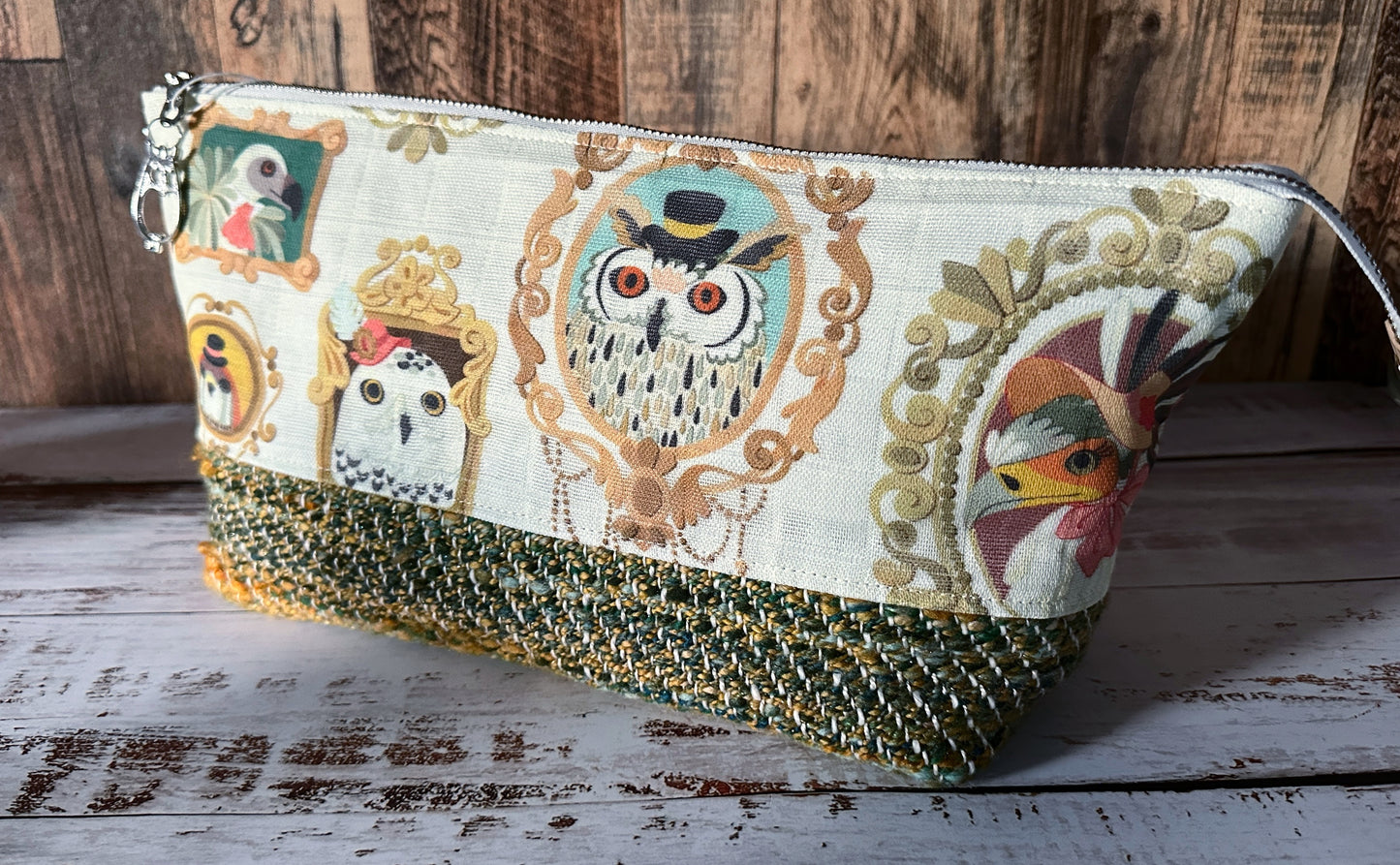 Glam Birds of Prey & Handwoven Wool Large Open Wide Bag