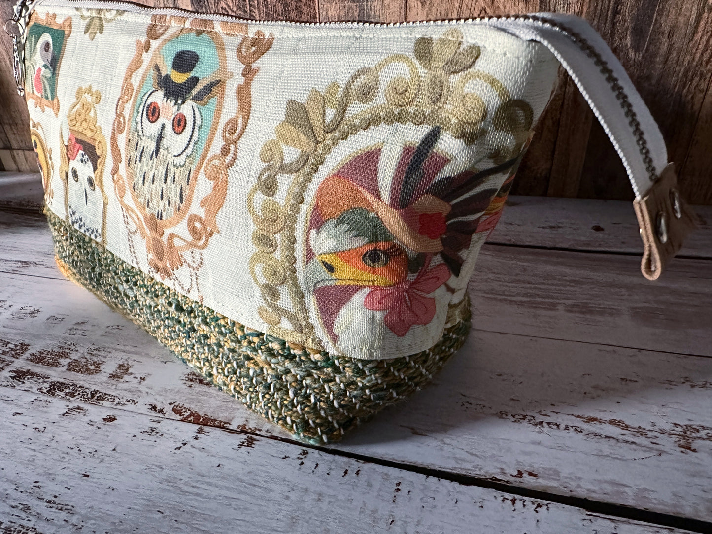 Glam Birds of Prey & Handwoven Wool Large Open Wide Bag