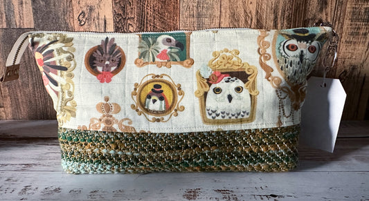 Glam Birds of Prey & Handwoven Wool Large Open Wide Bag