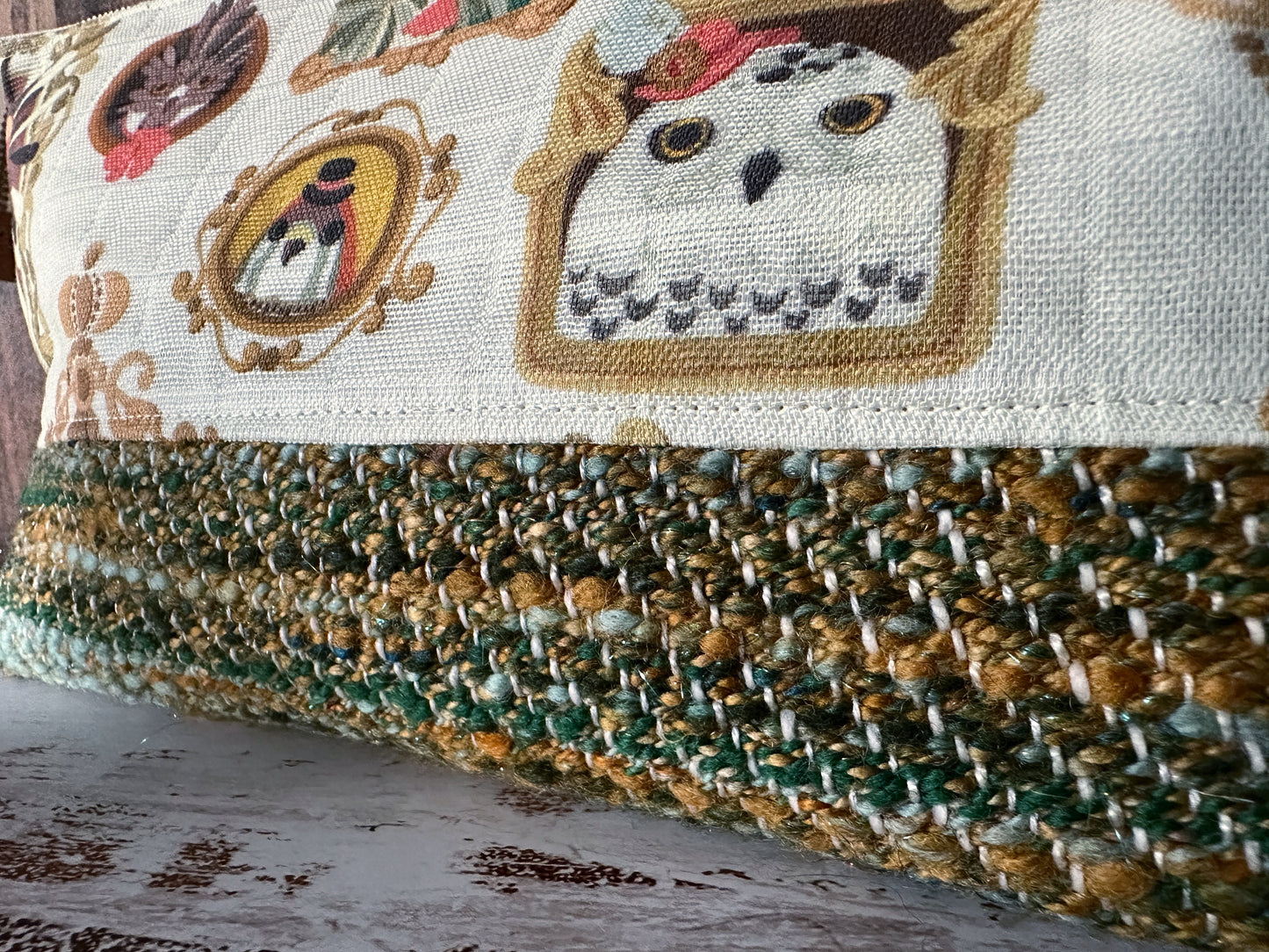 Glam Birds of Prey & Handwoven Wool Large Open Wide Bag