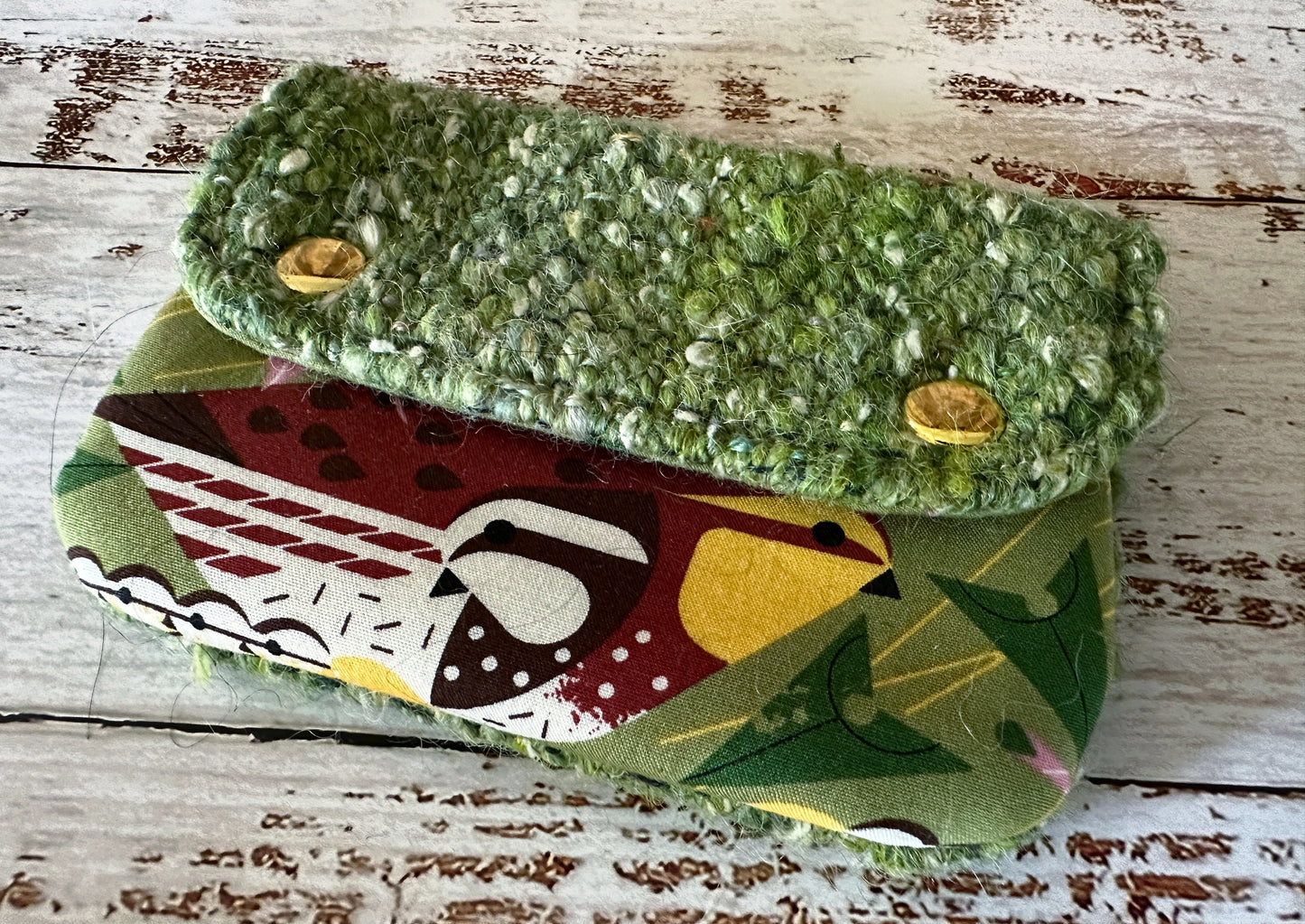 Bobwhite Quail & Woven Wool Simple Card Wallet