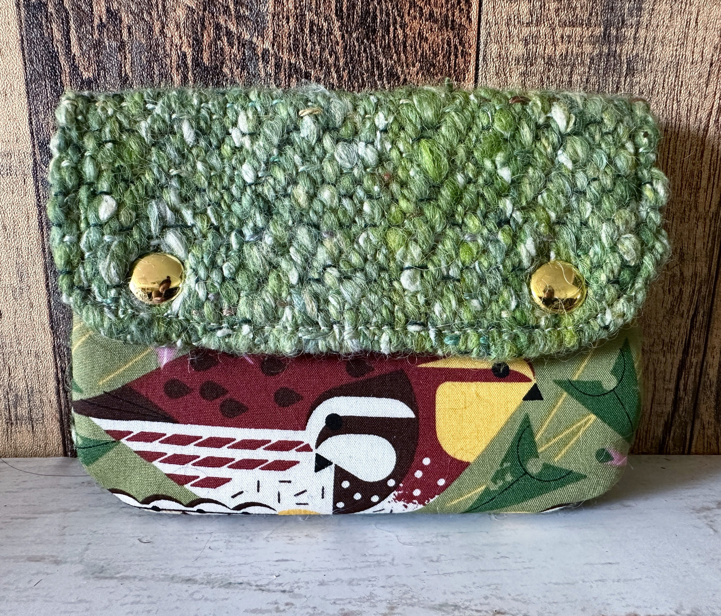 Bobwhite Quail & Woven Wool Simple Card Wallet