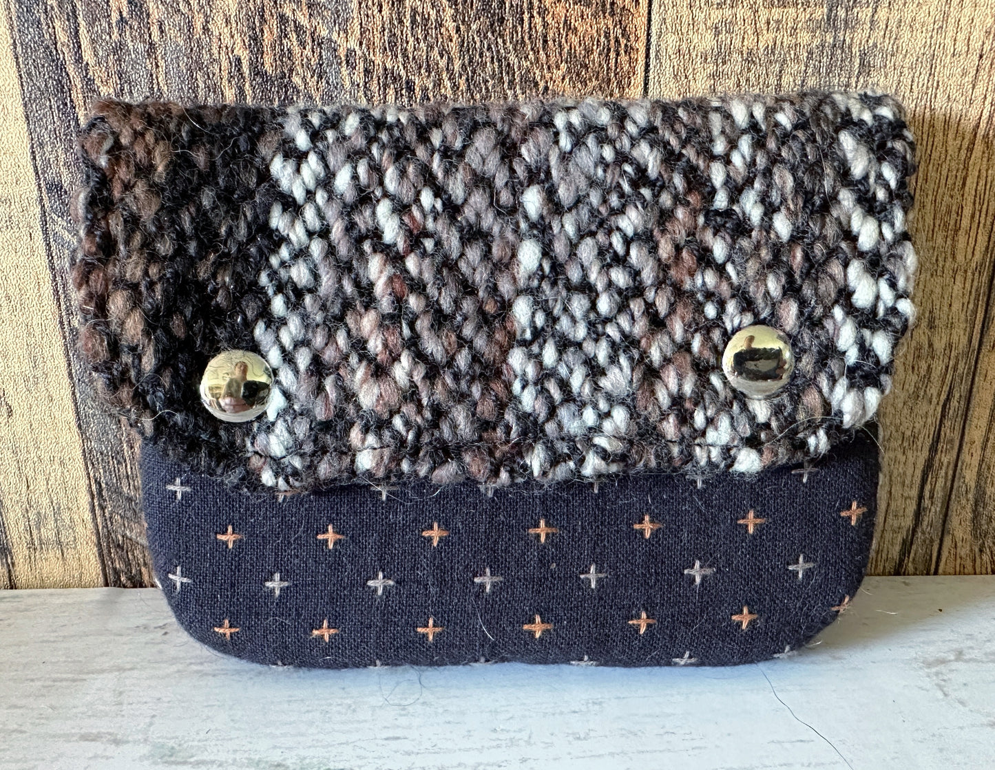 Browns and Blacks & Woven Wool Simple Card Wallet