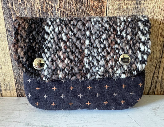 Browns and Blacks & Woven Wool Simple Card Wallet
