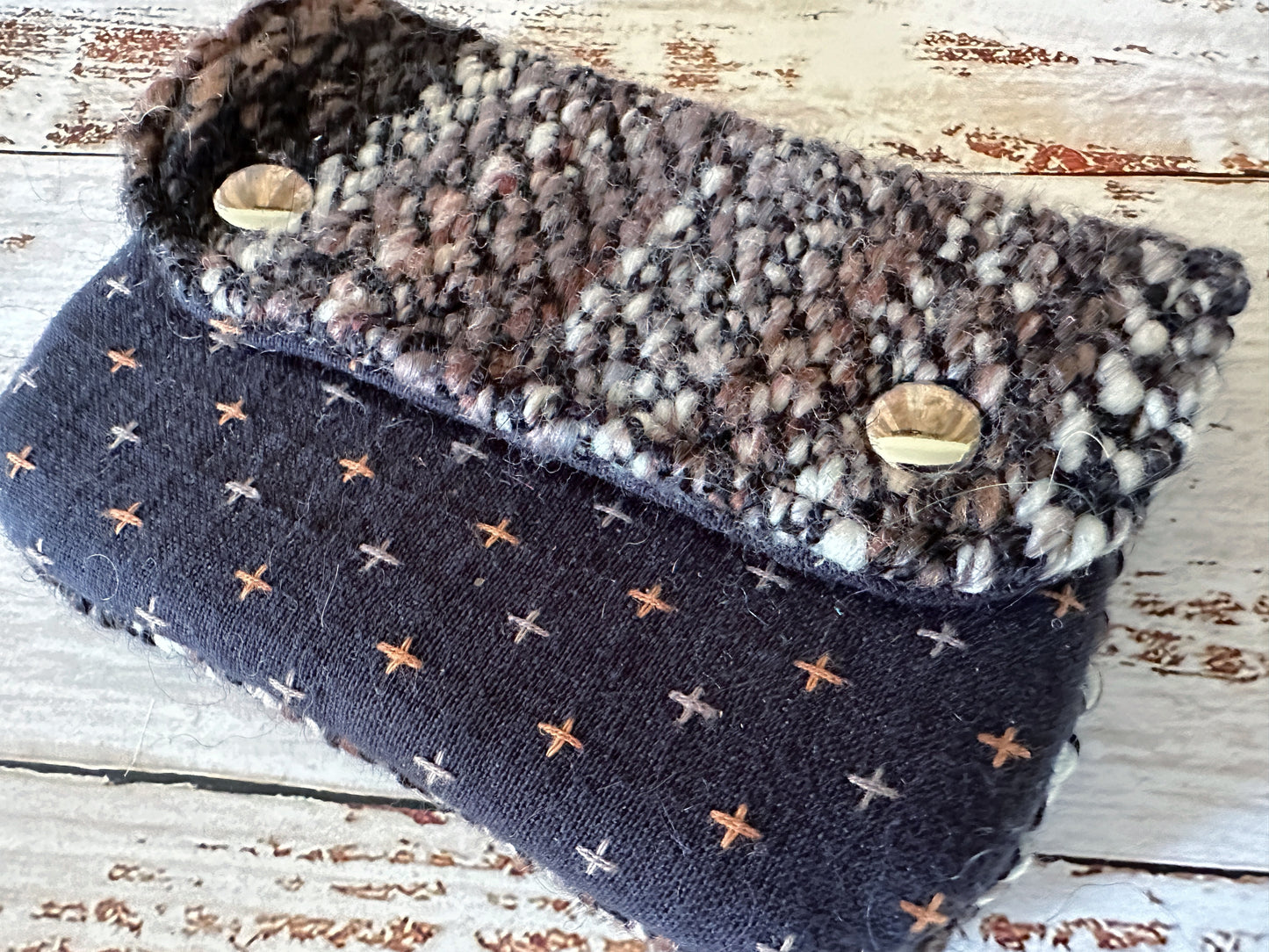 Browns and Blacks & Woven Wool Simple Card Wallet