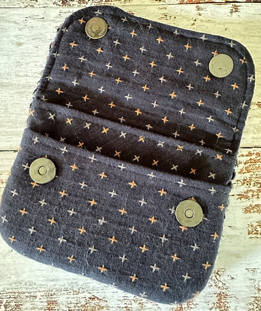 Browns and Blacks & Woven Wool Simple Card Wallet
