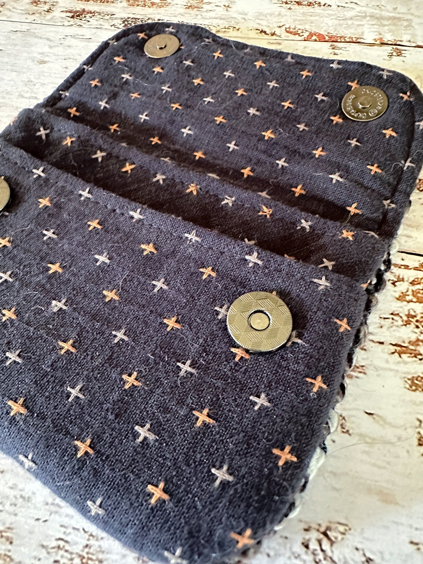 Browns and Blacks & Woven Wool Simple Card Wallet