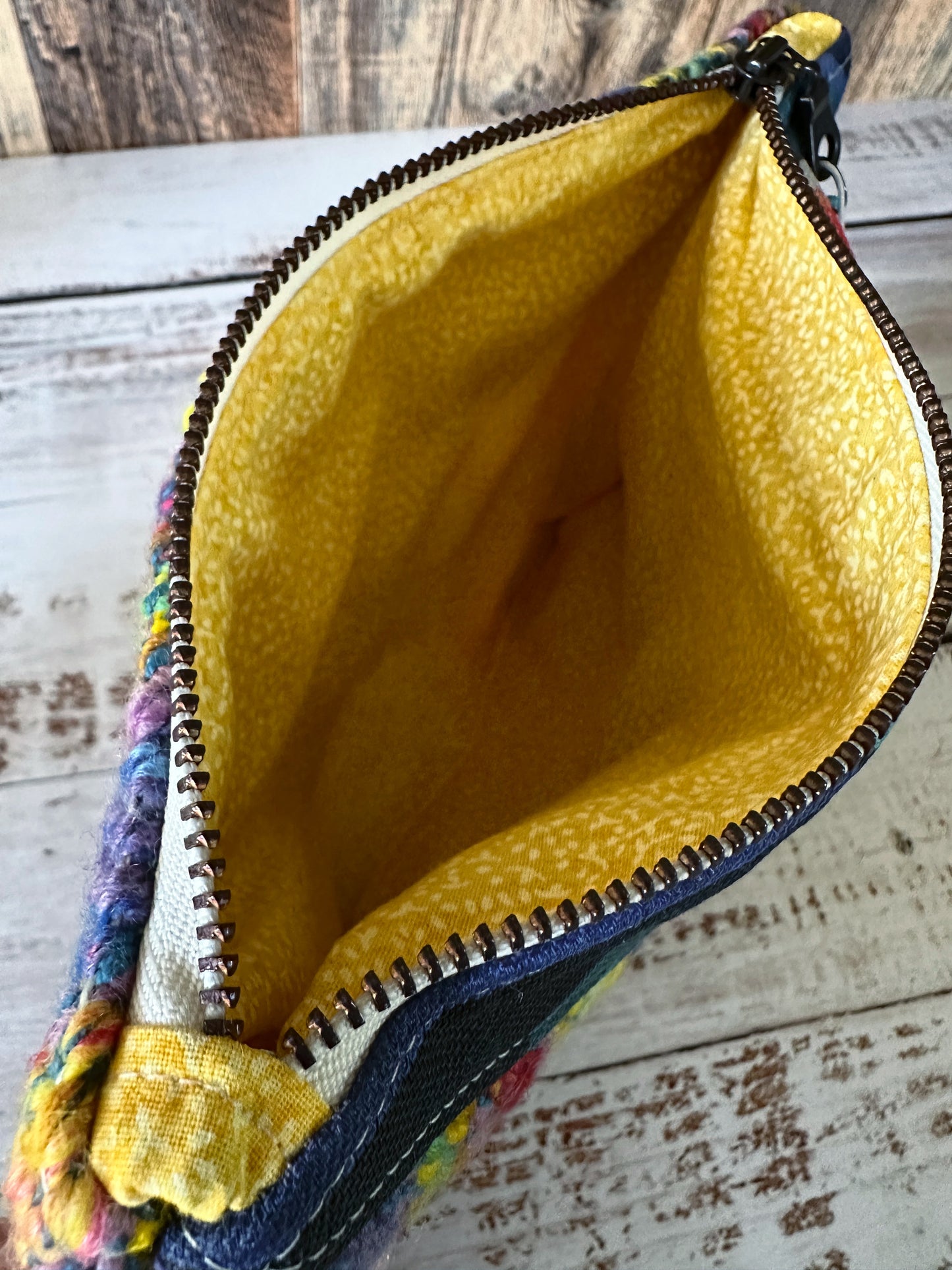 Abstract Birds with Handwoven Wool Grab and Go Zipper Bag