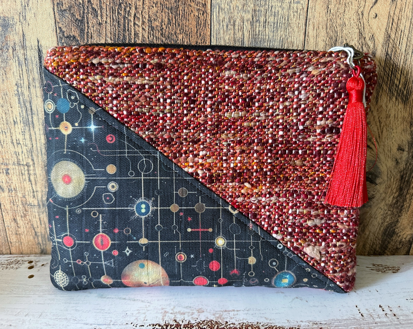 Cosmic Circuitry with Handwoven Wool Grab and Go Zipper Bag