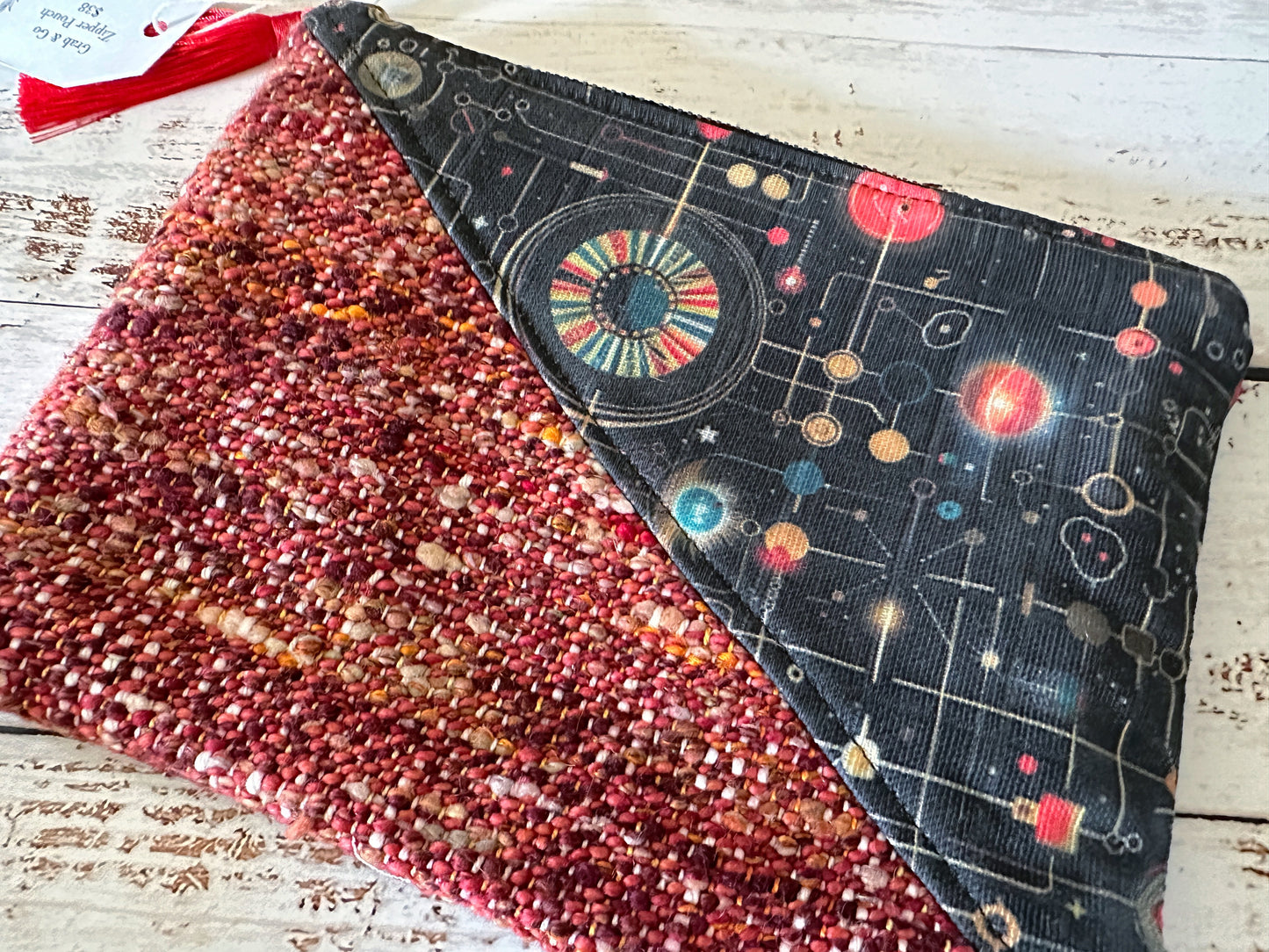 Cosmic Circuitry with Handwoven Wool Grab and Go Zipper Bag