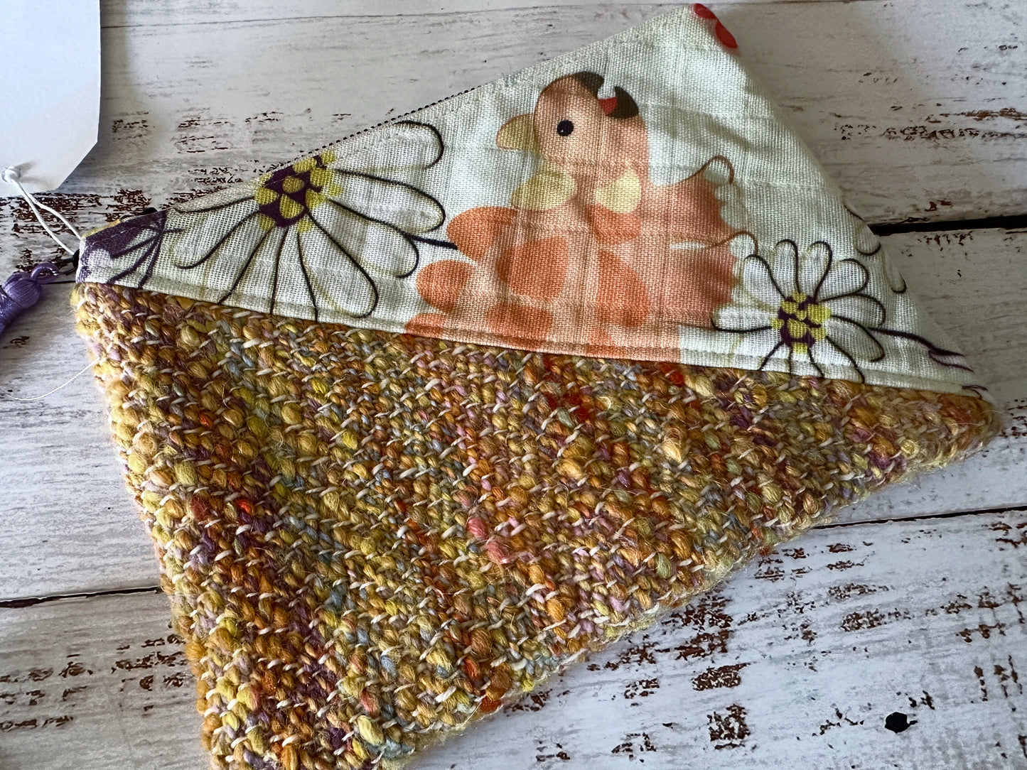 Dinosaurs in the Garden with Handwoven Wool Grab and Go Zipper Bag