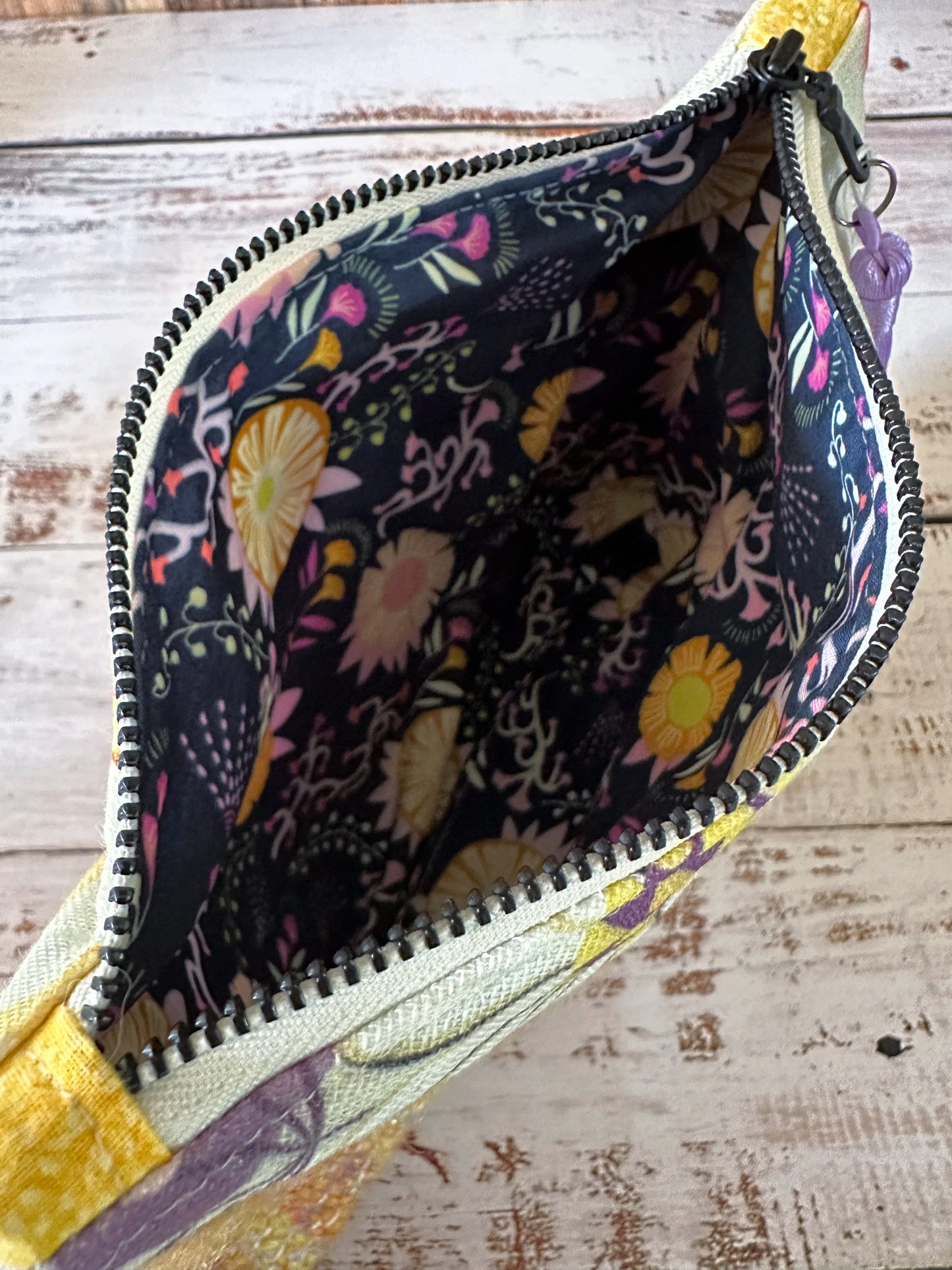 Dinosaurs in the Garden with Handwoven Wool Grab and Go Zipper Bag