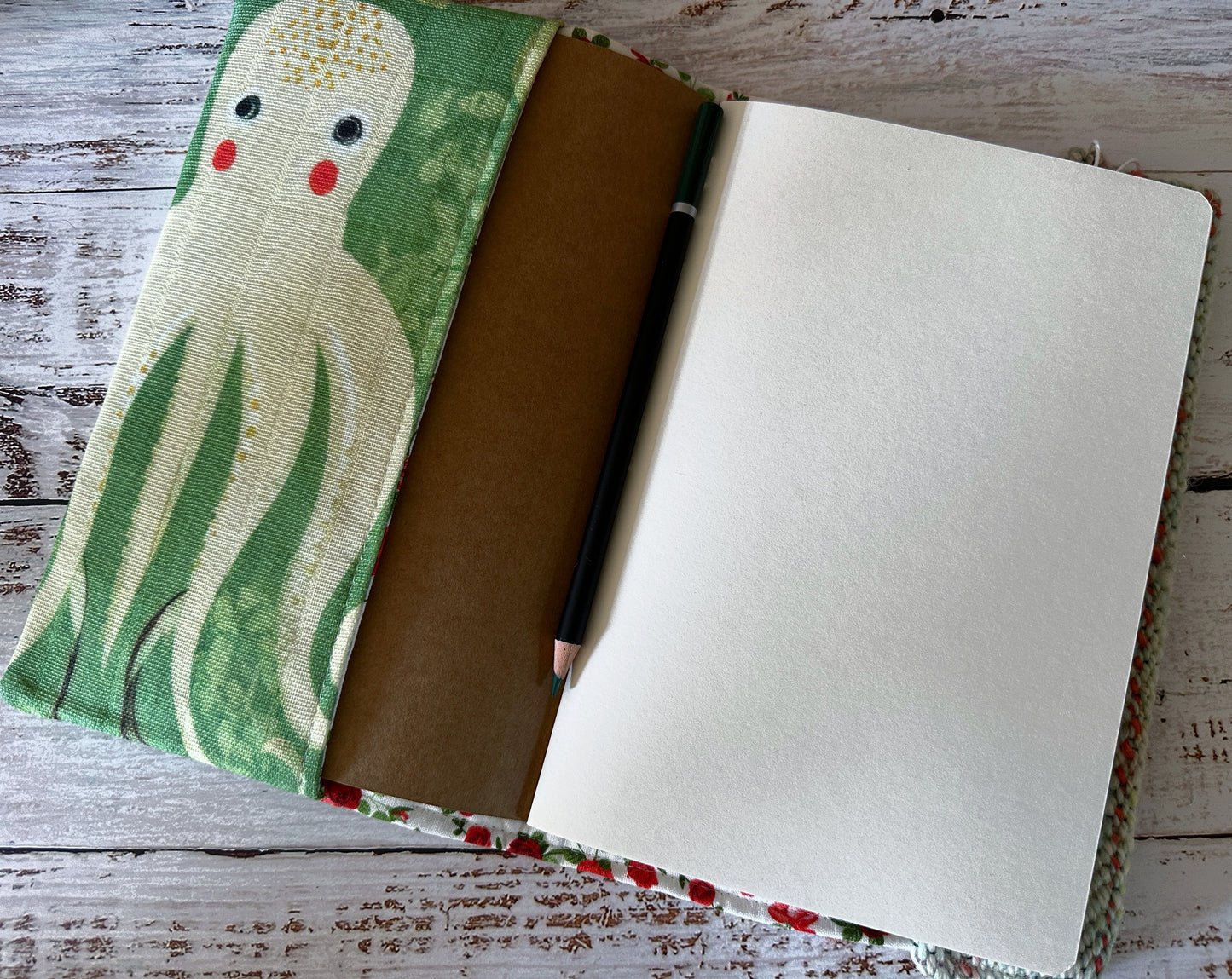 Octopus Garden with Handwoven Mohair Adjustable A5 Journal Cover