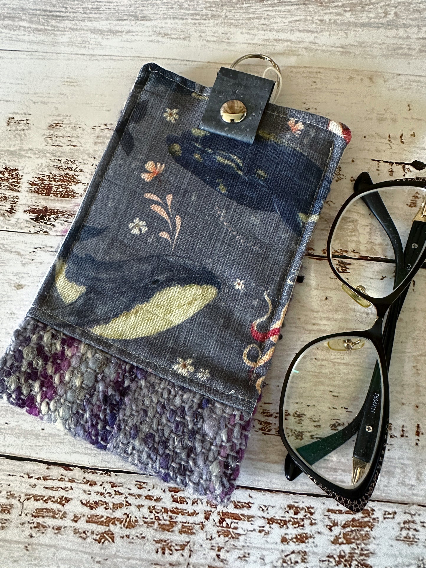 Whales and Woven Wool Padded Glasses Case