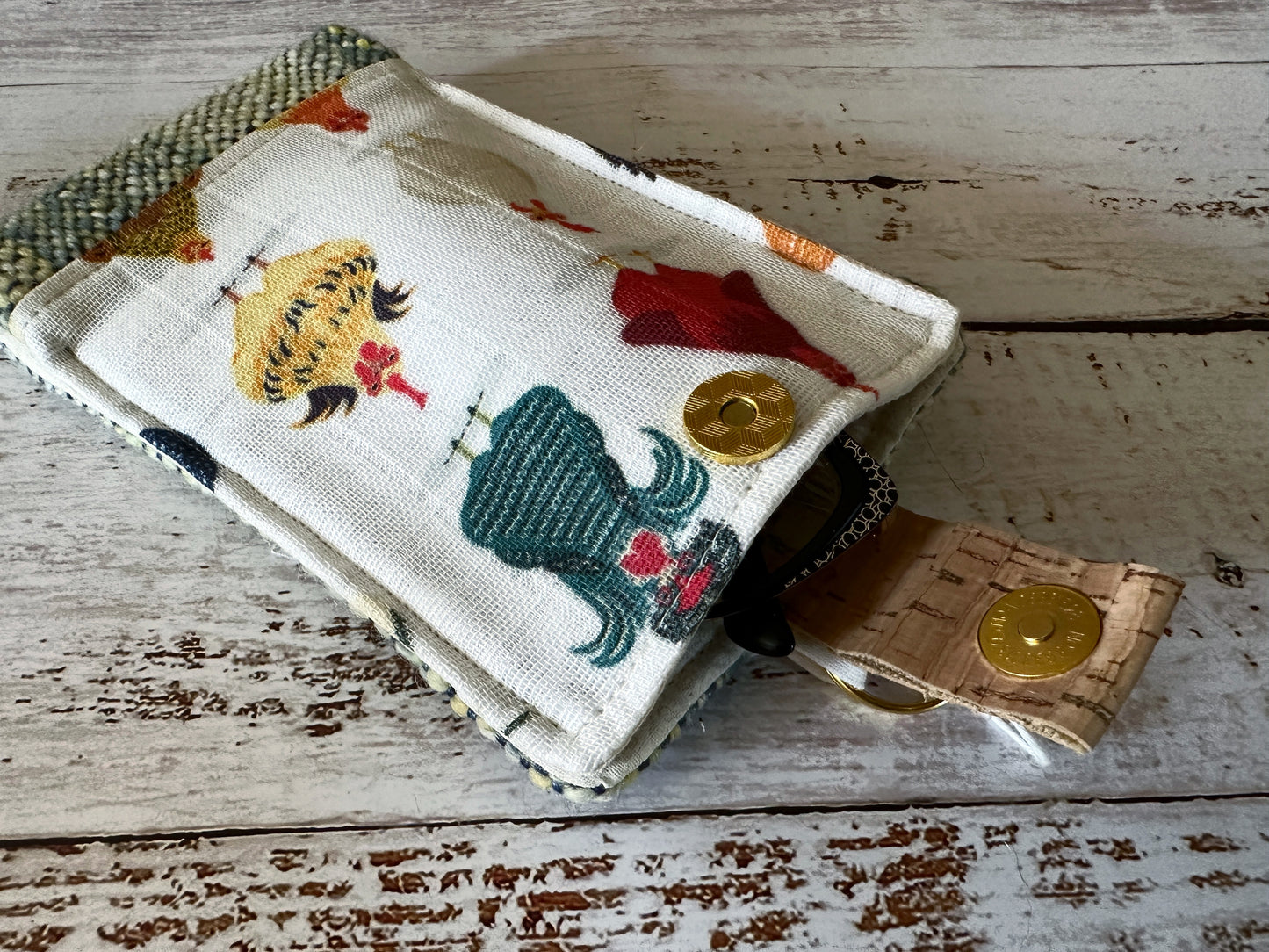 Chickens and Woven Wool Padded Glasses Case