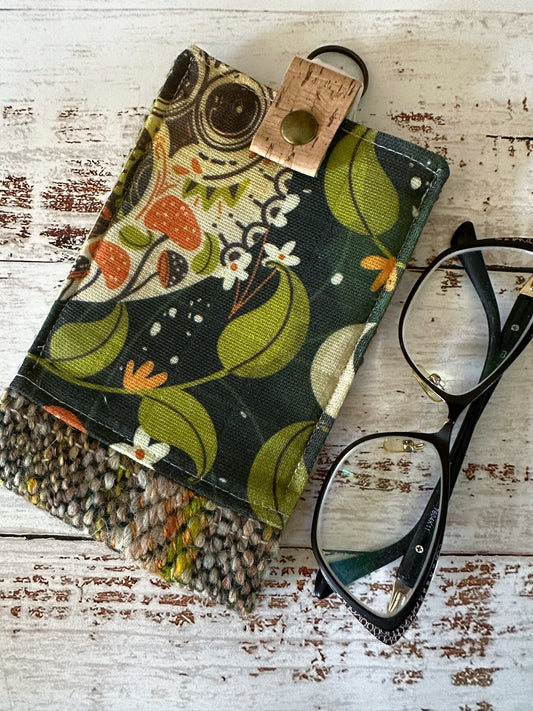 Earthy Owls and Woven Wool Padded Glasses Case