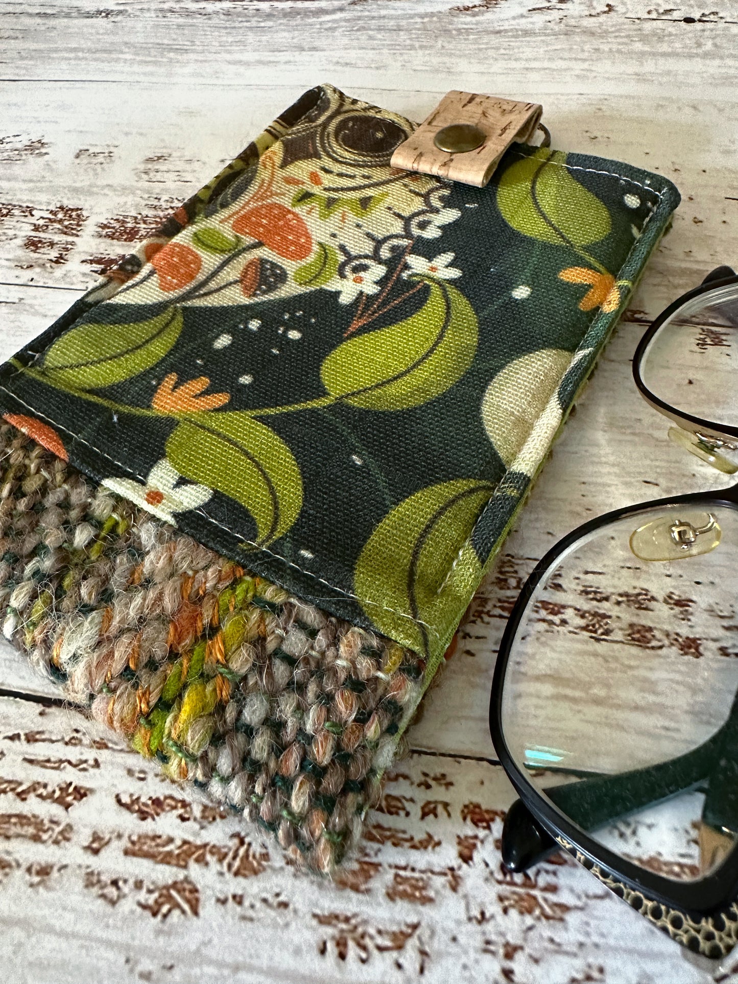Earthy Owls and Woven Wool Padded Glasses Case