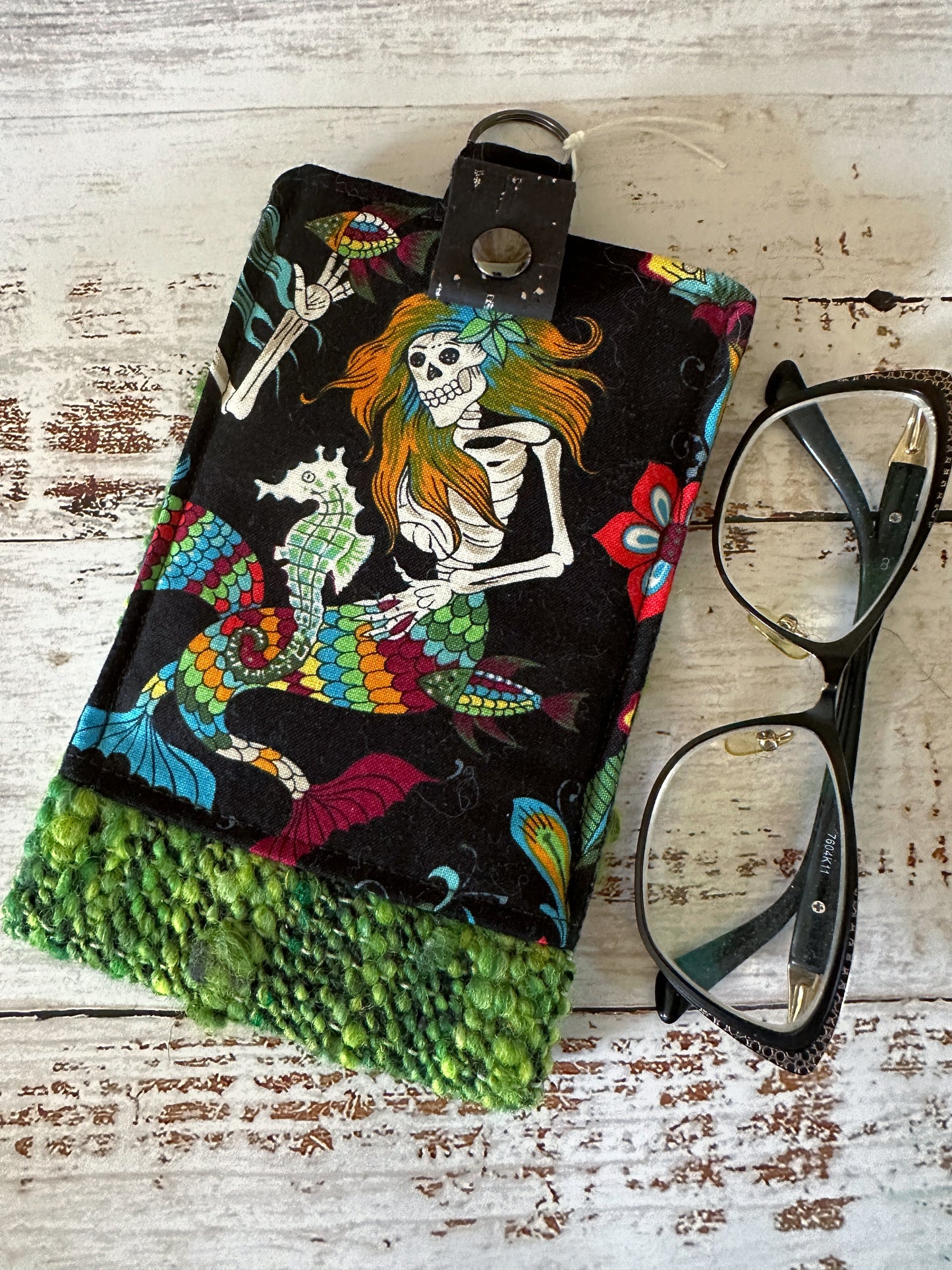 Skeleton Merfolk and Woven Wool Padded Glasses Case