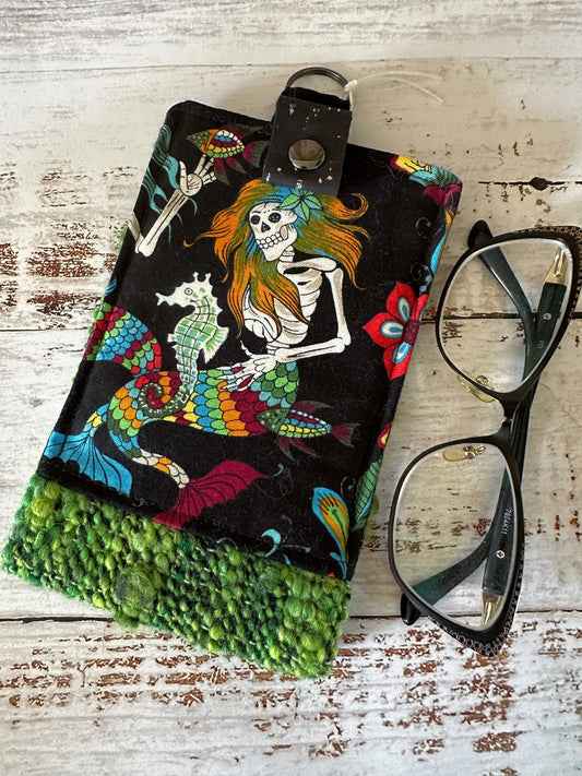 Skeleton Merfolk and Woven Wool Padded Glasses Case